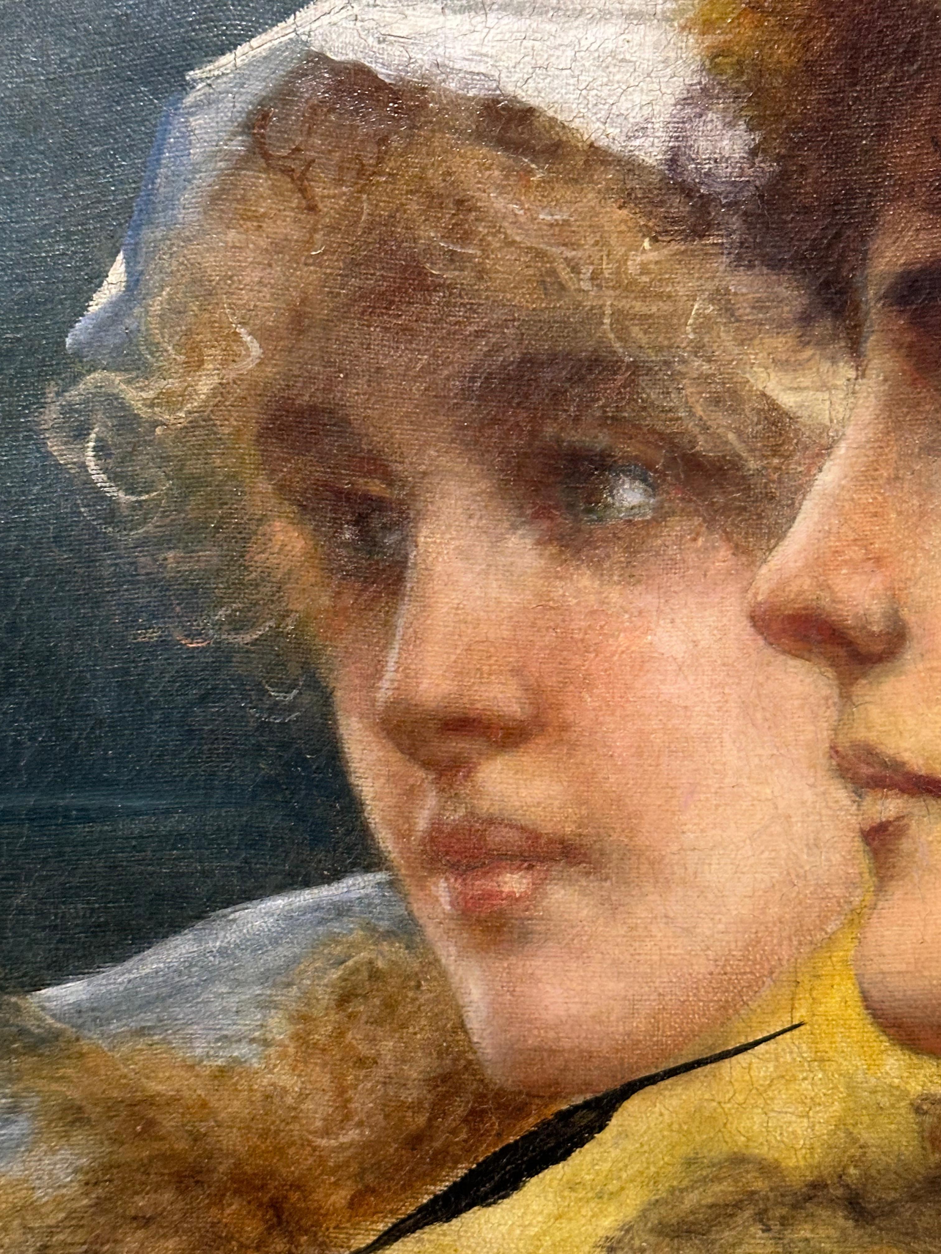 Schönes italienisches Jugendstilporträt zweier Frauen von Adriano Goby.