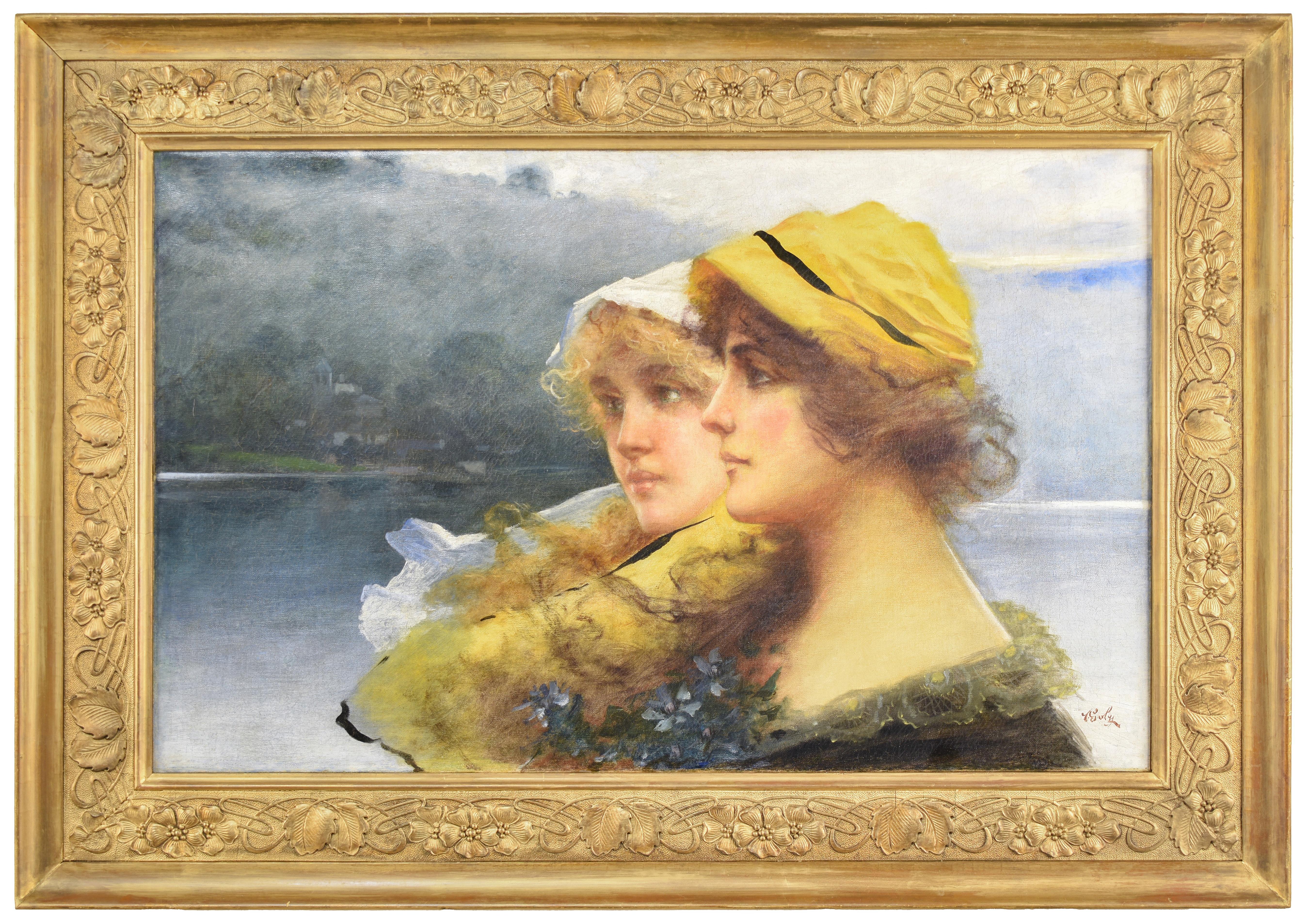 Beautiful Italian Art Nouveau Portrait of two women