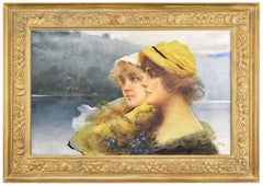 Beautiful Italian Art Nouveau Portrait of two women