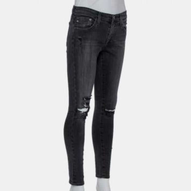 Adriano Goldschmied Dark Grey Denim Distressed Skinny Ankle Length Jeans M For Sale 5