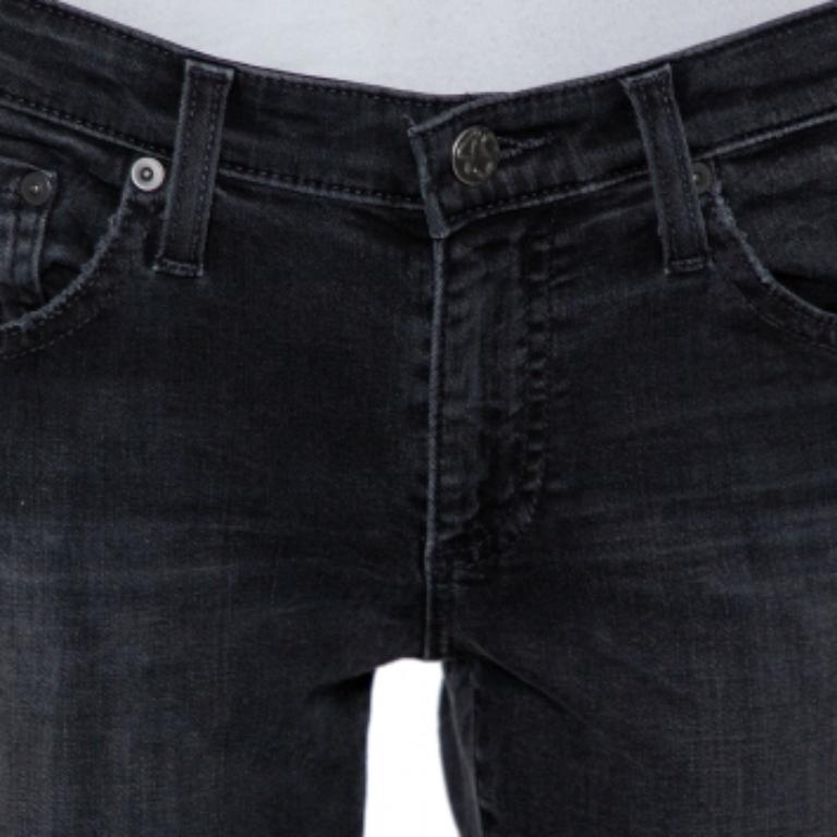Women's Adriano Goldschmied Dark Grey Denim Distressed Skinny Ankle Length Jeans M For Sale