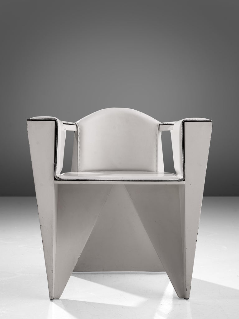 Italian Adriano & Paolo Suman Sculptural White Armchair