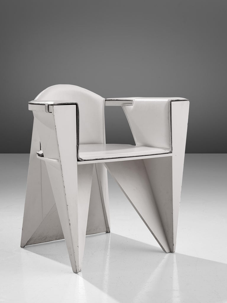 Adriano & Paolo Suman Sculptural White Armchair In Good Condition In Waalwijk, NL