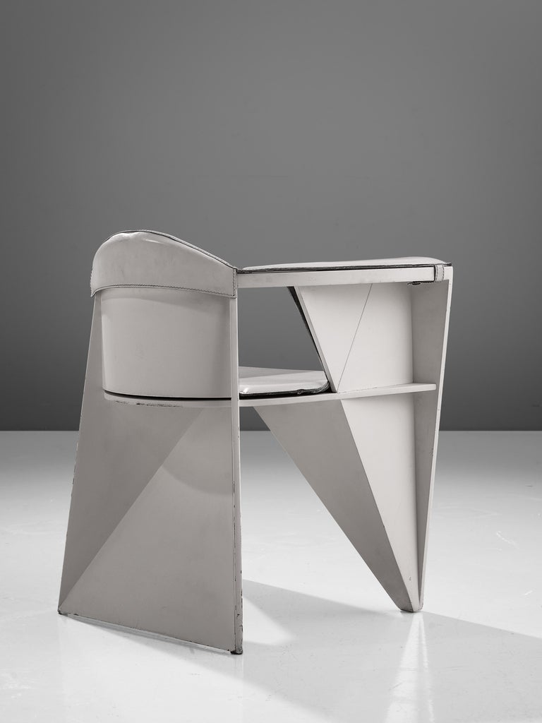 Leather Adriano & Paolo Suman Sculptural White Armchair