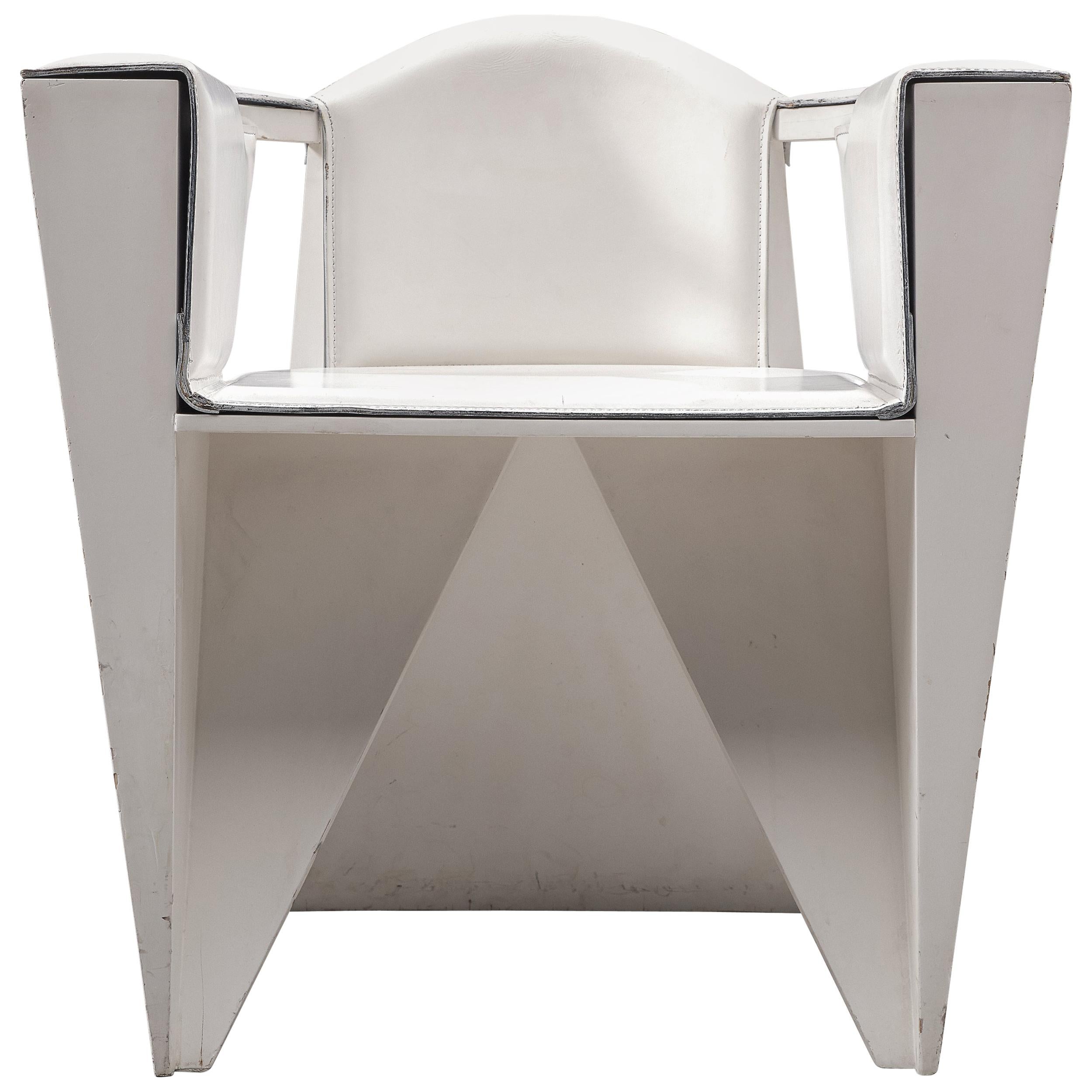 Adriano & Paolo Suman Sculptural White Armchair
