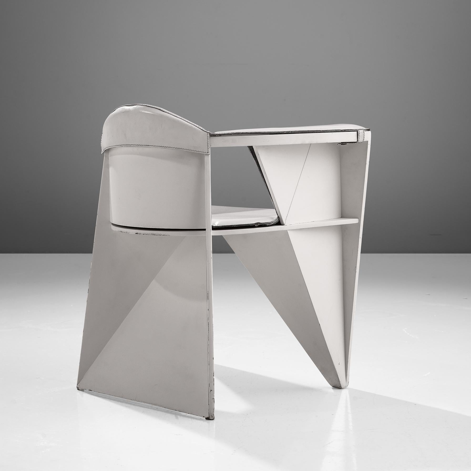 Late 20th Century Adriano & Paolo Suman White Armchair For Sale