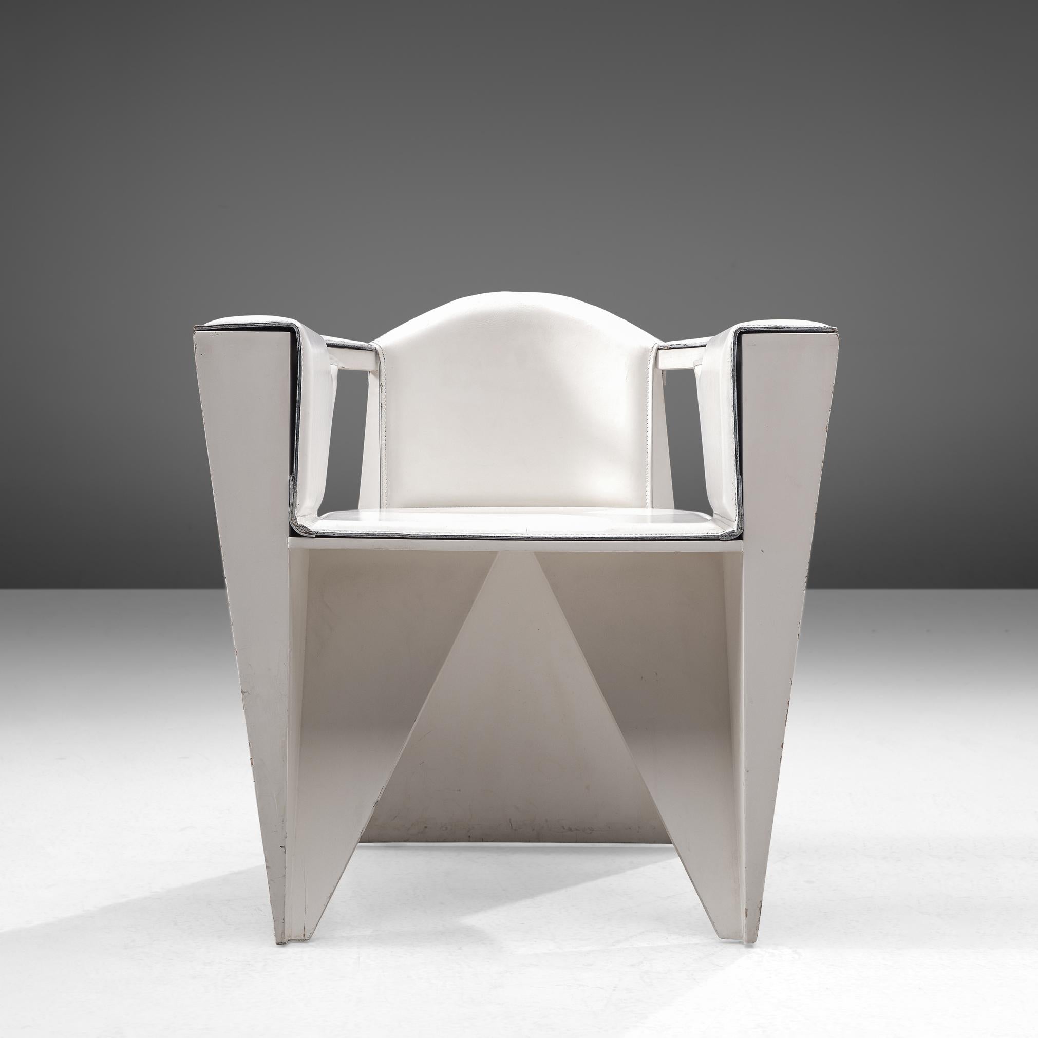 Post-Modern Adriano & Paolo Suman White Armchair For Sale