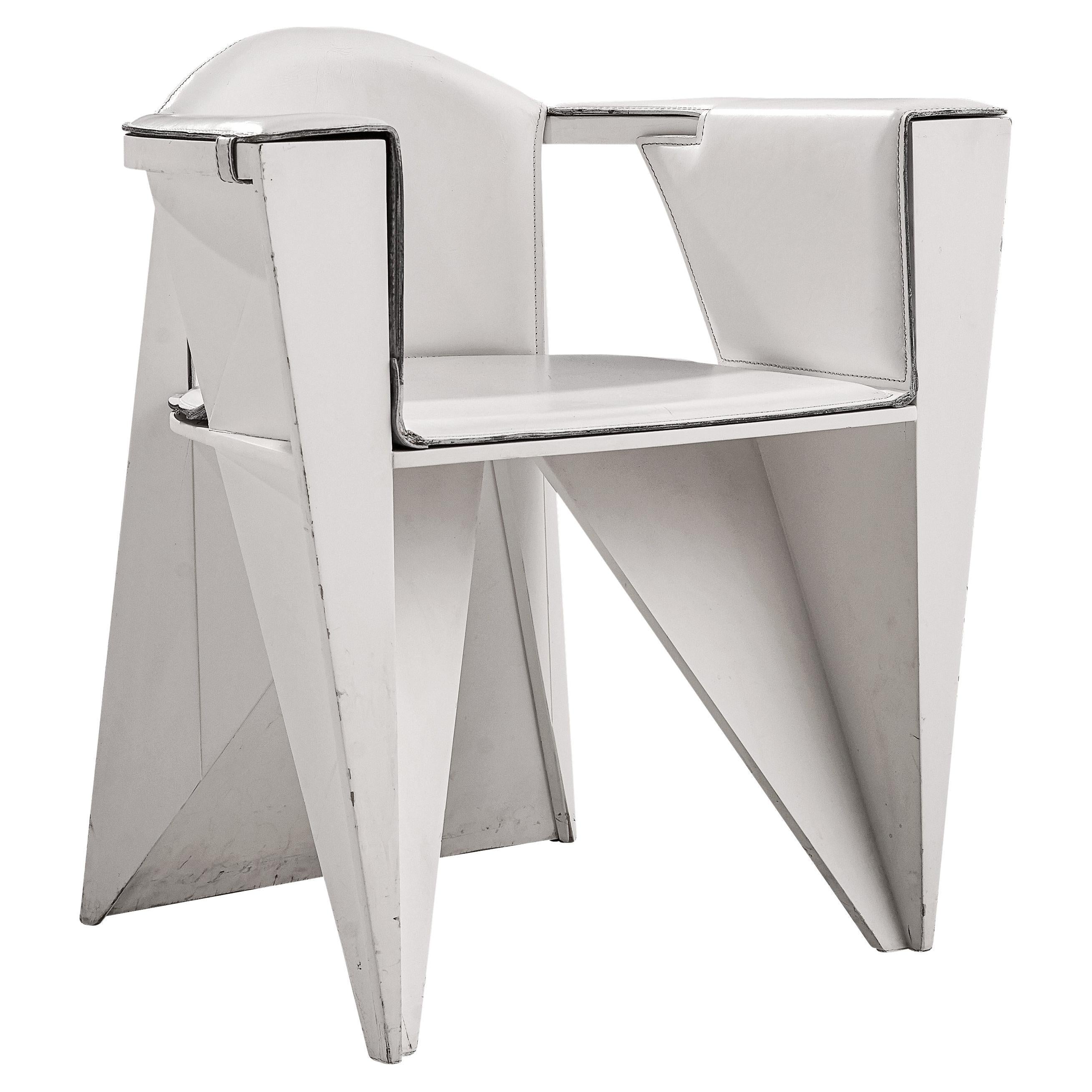 Adriano & Paolo Suman White Armchair For Sale