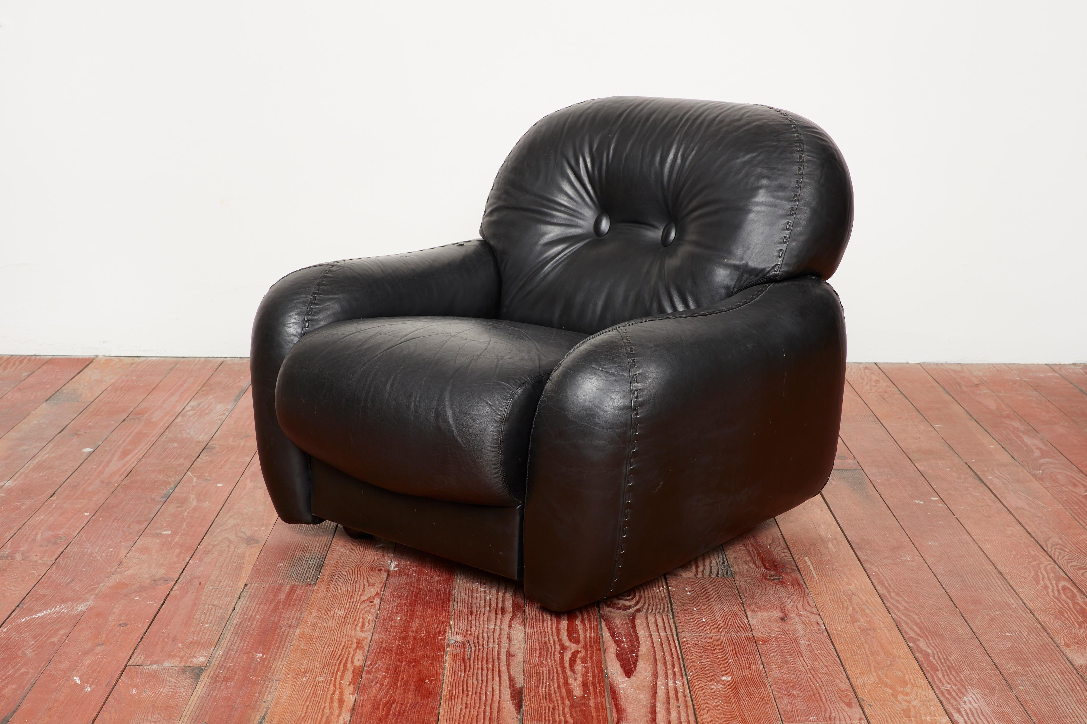 Leather Adriano Piazzesi Armchairs and Ottoman For Sale