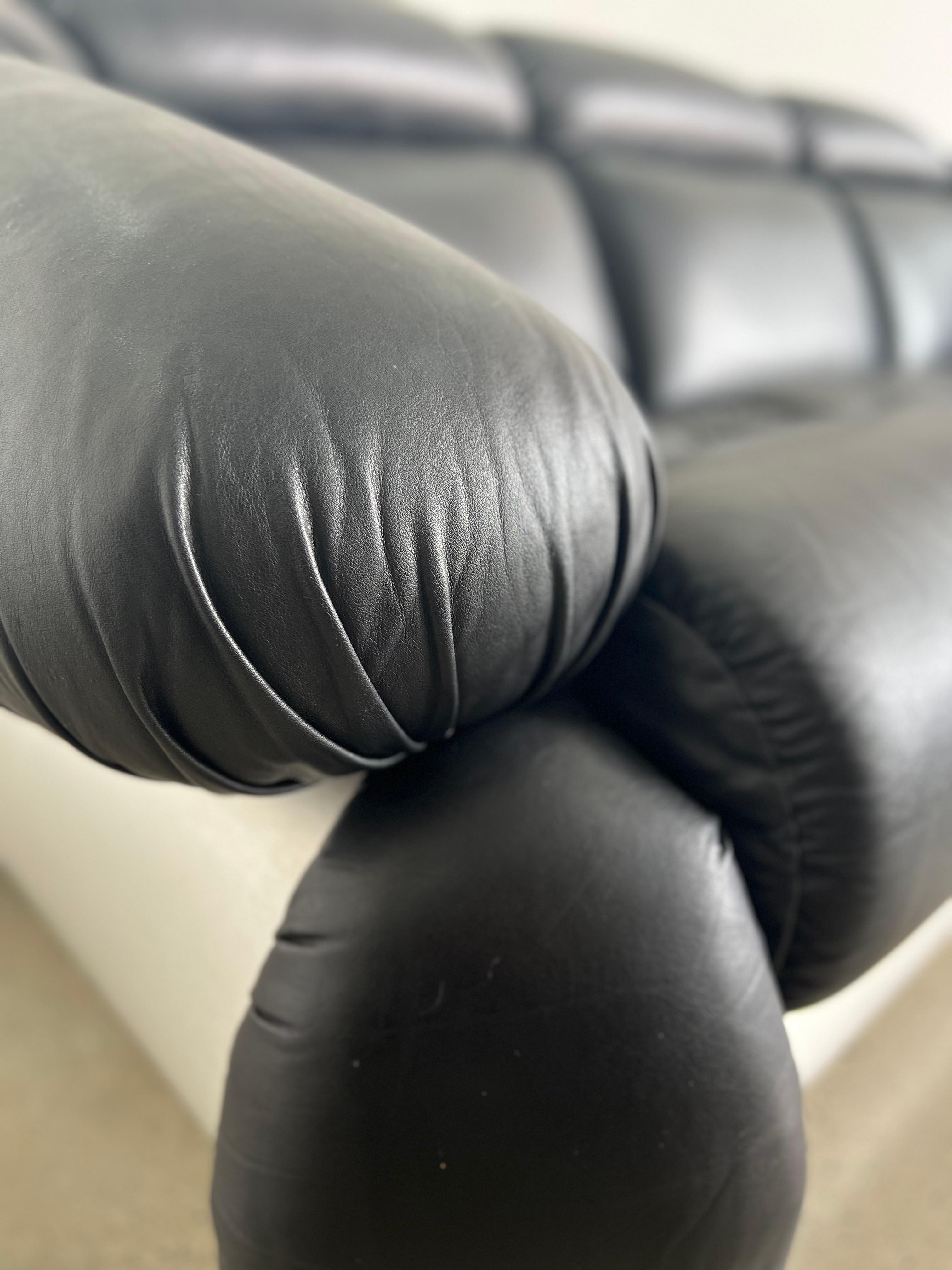 Adriano Piazzesi Black leather Sofa and Armchairs Set 1