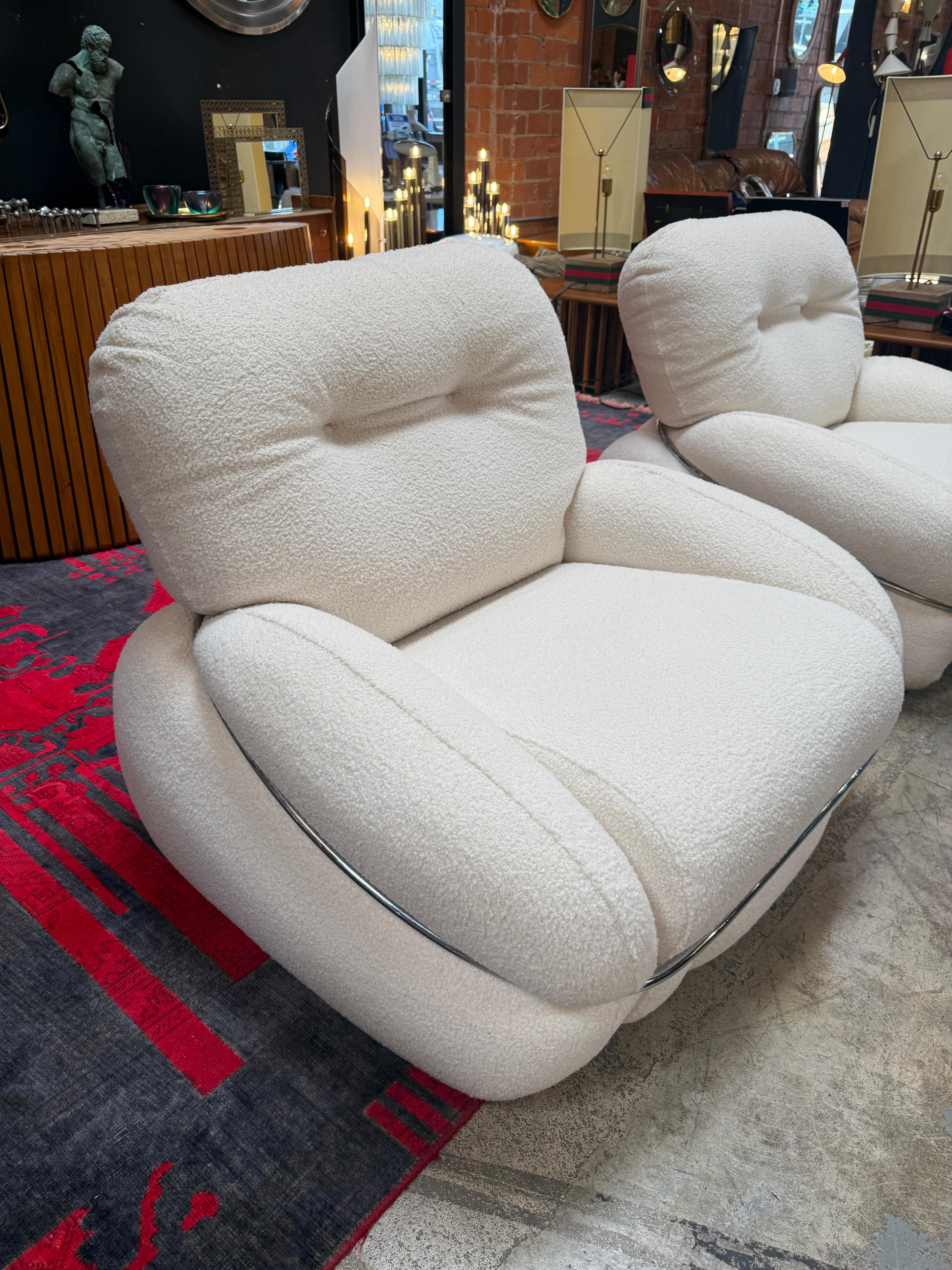 Mid-Century moderno Adriano Piazzesi Lounge Chairs, Italy, 1970s in vendita