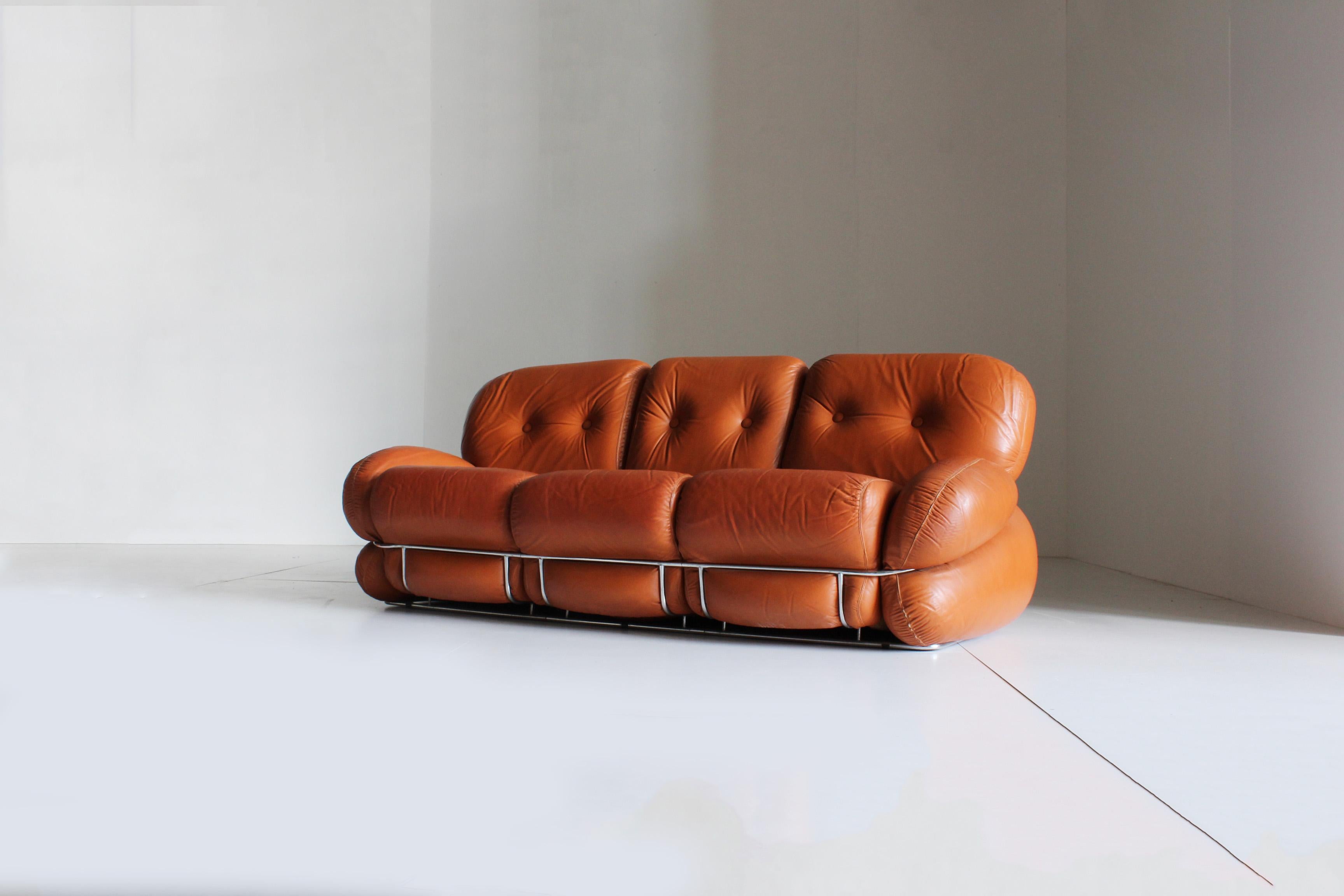 Mid-Century Modern Adriano Piazzesi Okay Design Sofa, '70s Italy