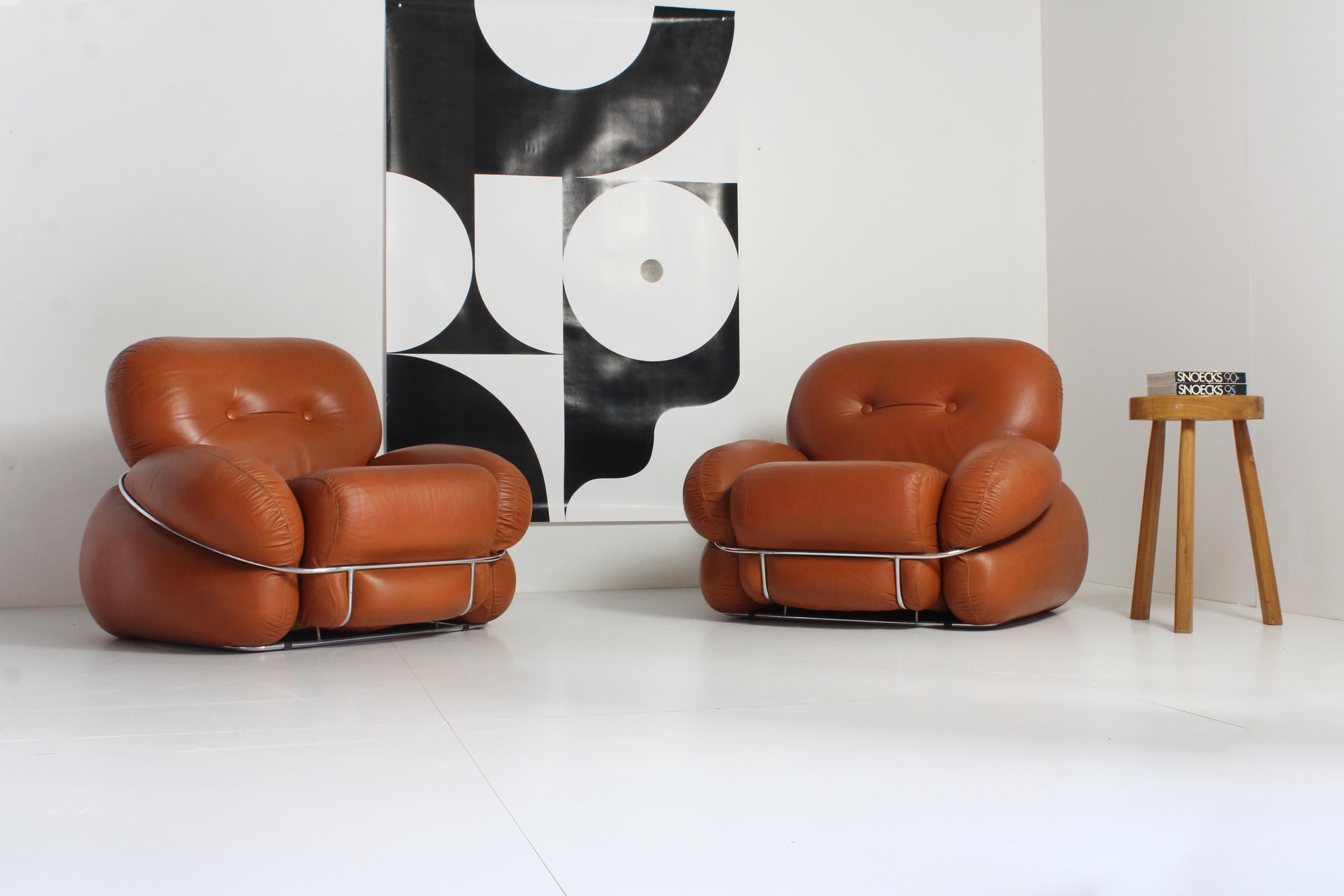 Italian Adriano Piazzesi Okay Design Sofa's '70s Italia