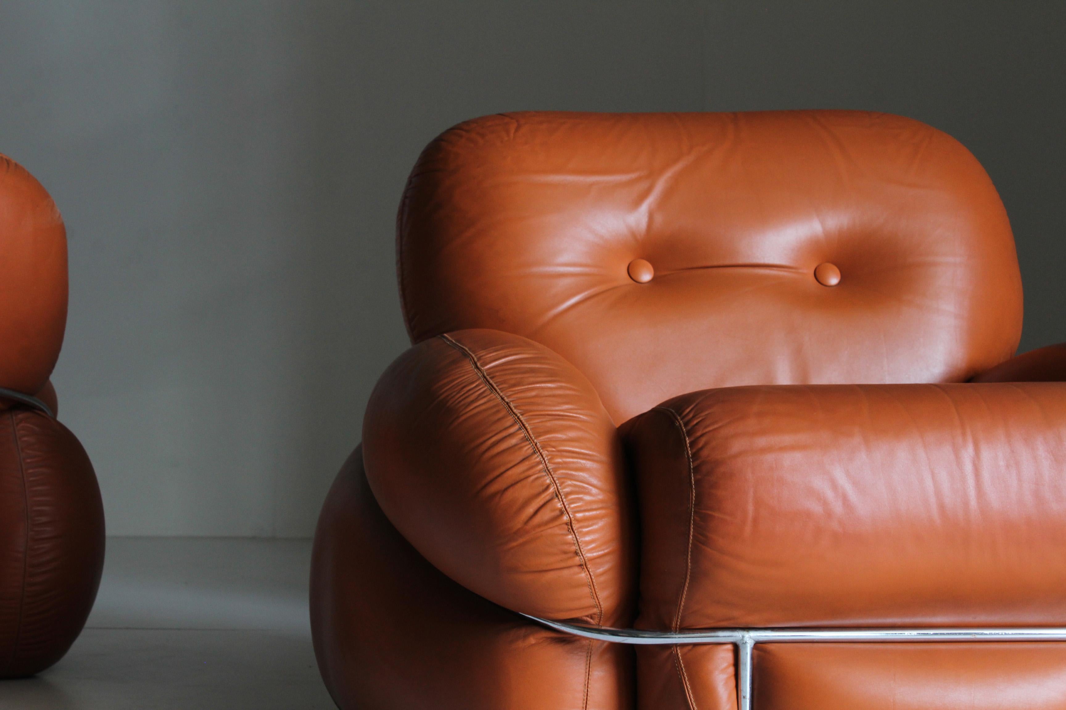 Faux Leather Adriano Piazzesi Okay Design Sofa's '70s Italia