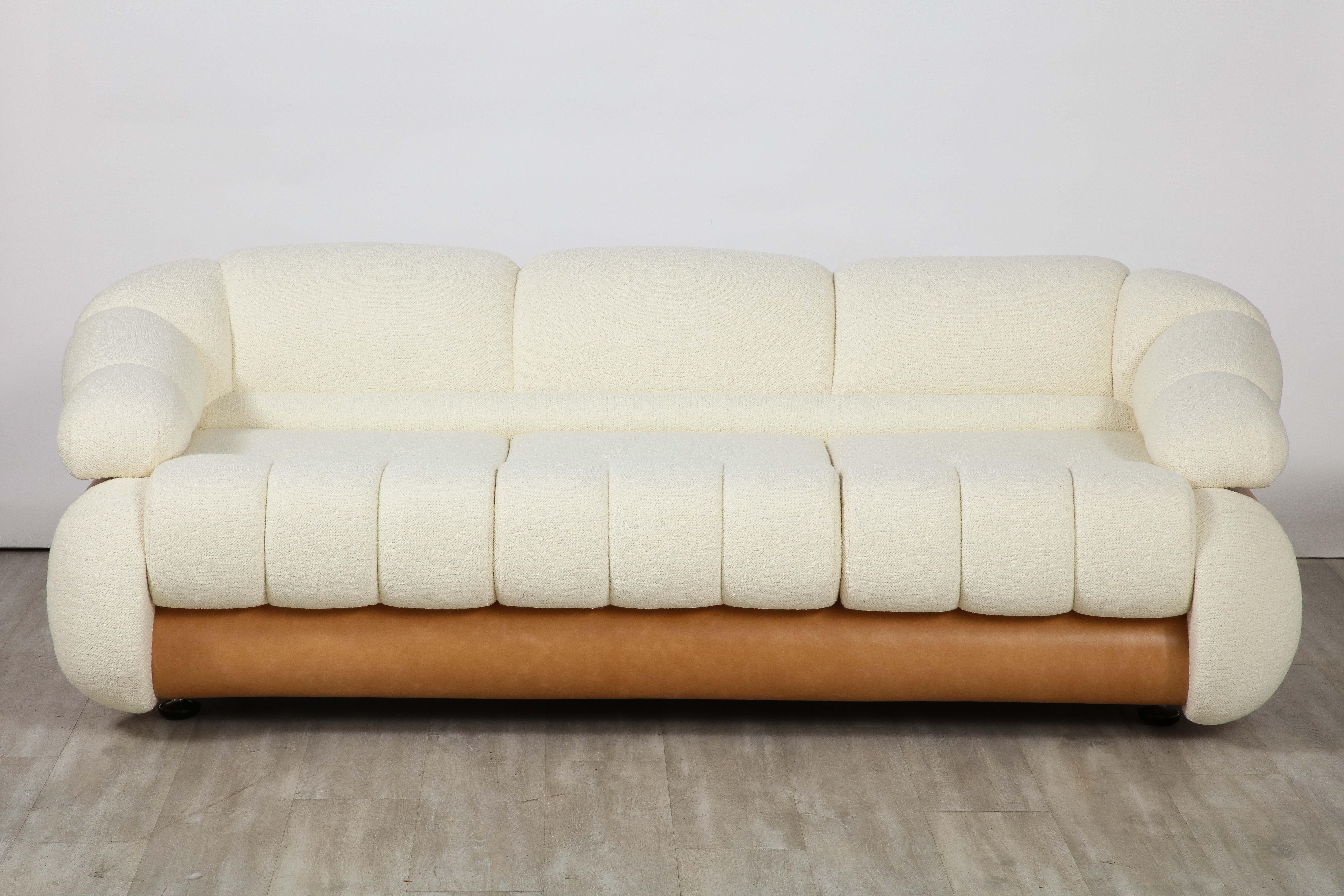 Mid-Century Modern Adriano Piazzesi Italian 1970's Channel Tufted Sofa For Sale