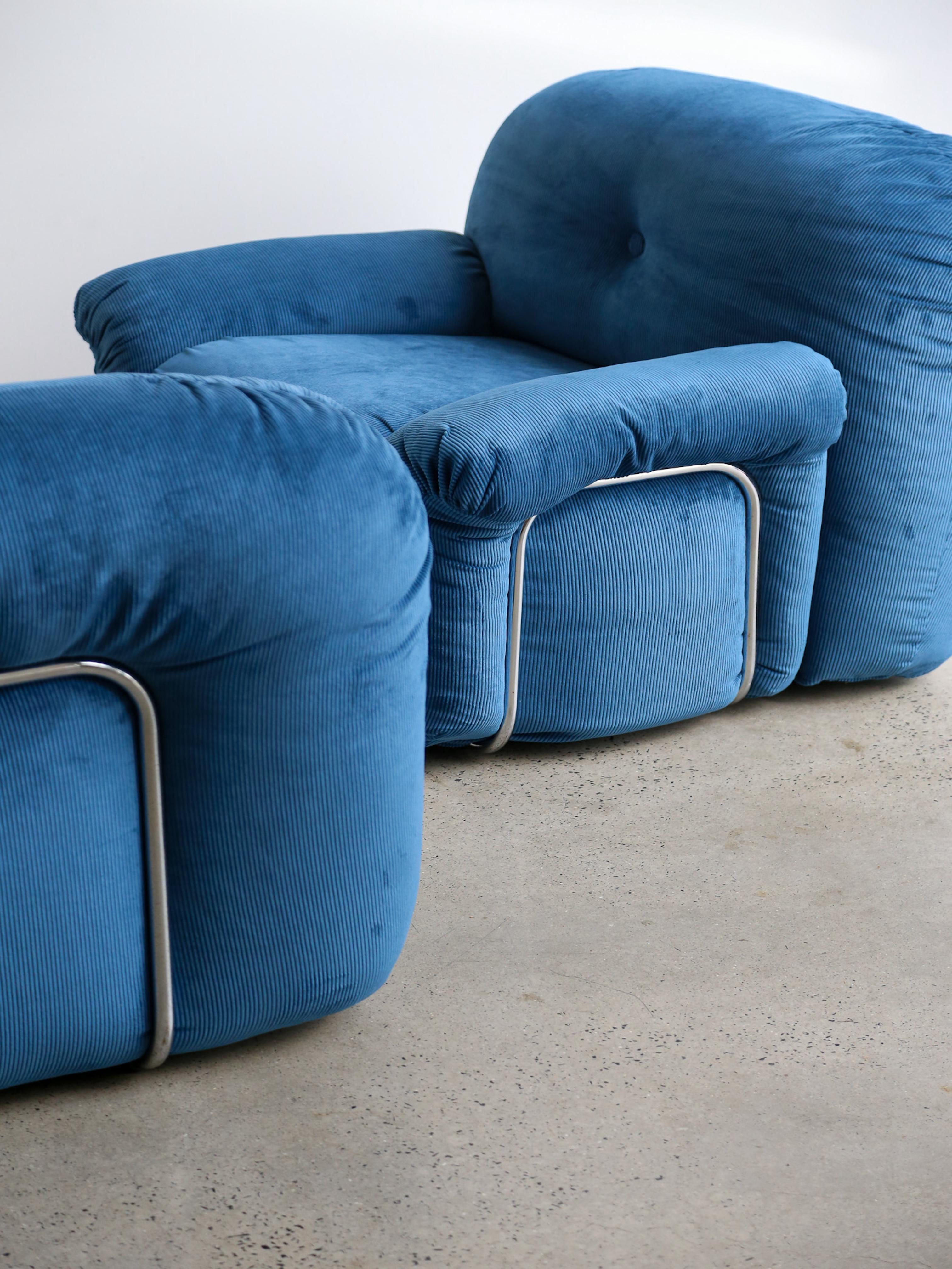 Ensemble de canapés Adriano Pizzesi en velours bleu marine en vente 12