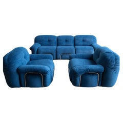 Used Adriano Pizzesi Sofa Set in Marine Blue Velvet