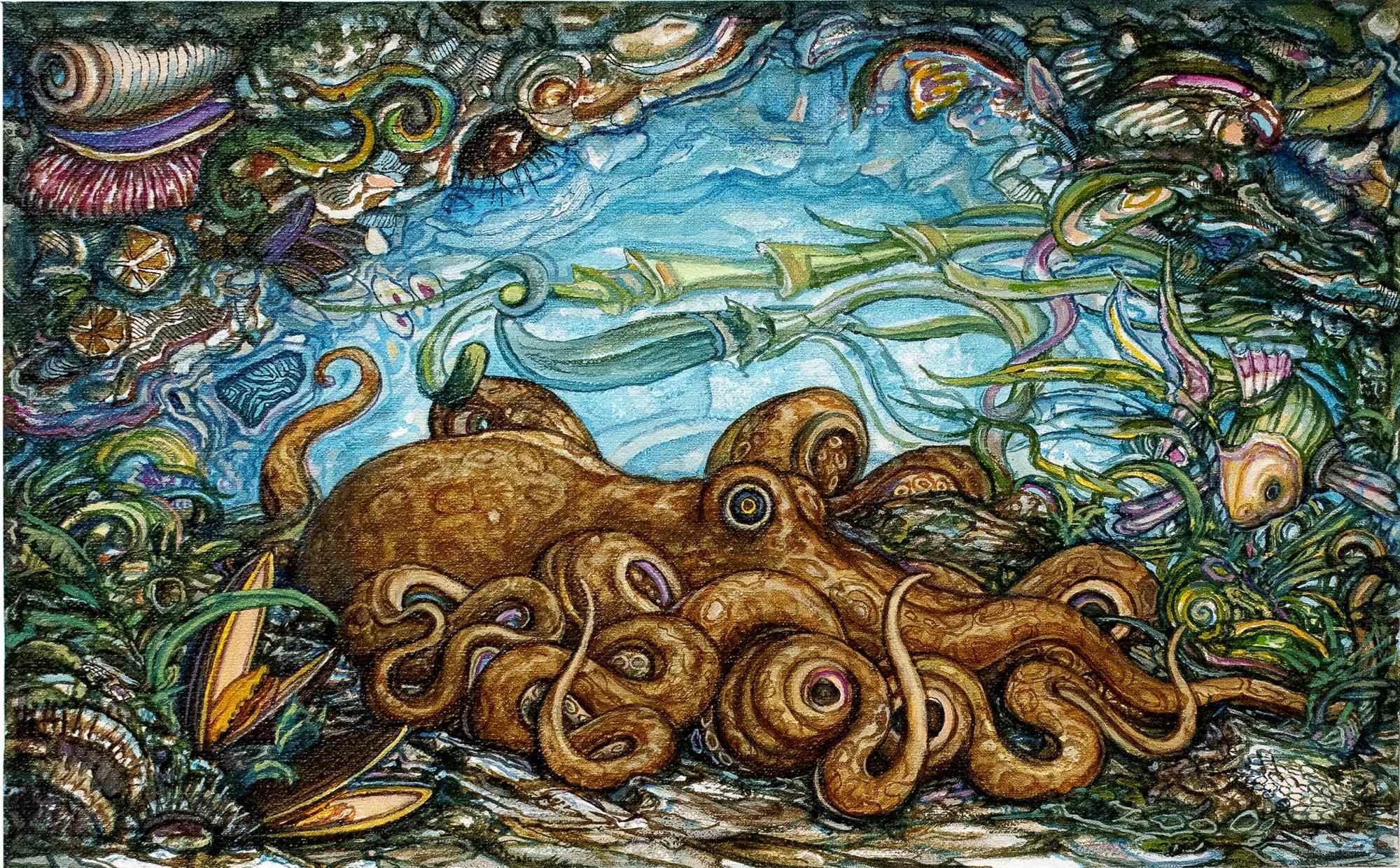 Octopus - Oil Paint by Adriano Pompa - 2019