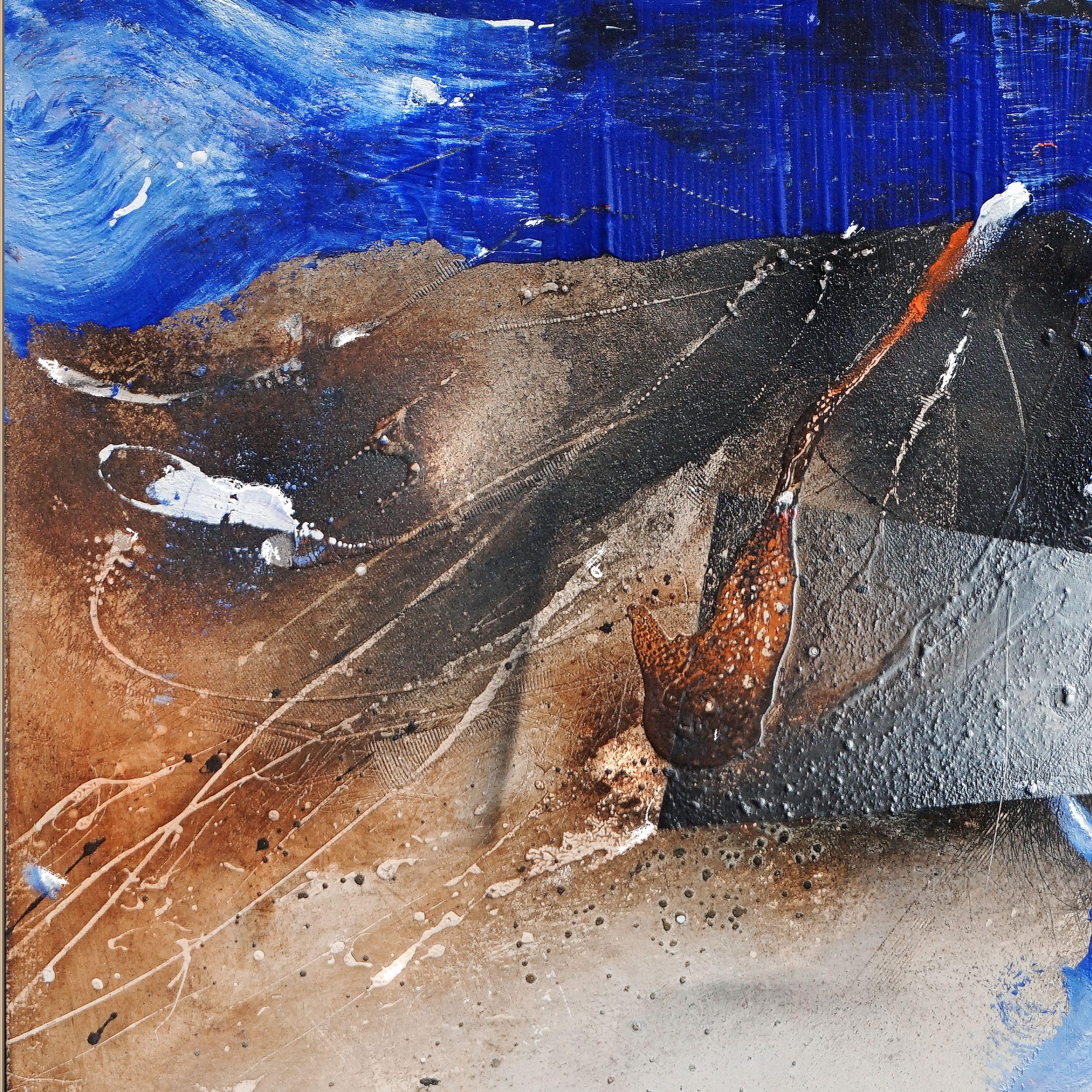 Época de baja presión, Pintura, Acrílico sobre lienzo - Abstract Painting Gris de Adriano Ribeiro