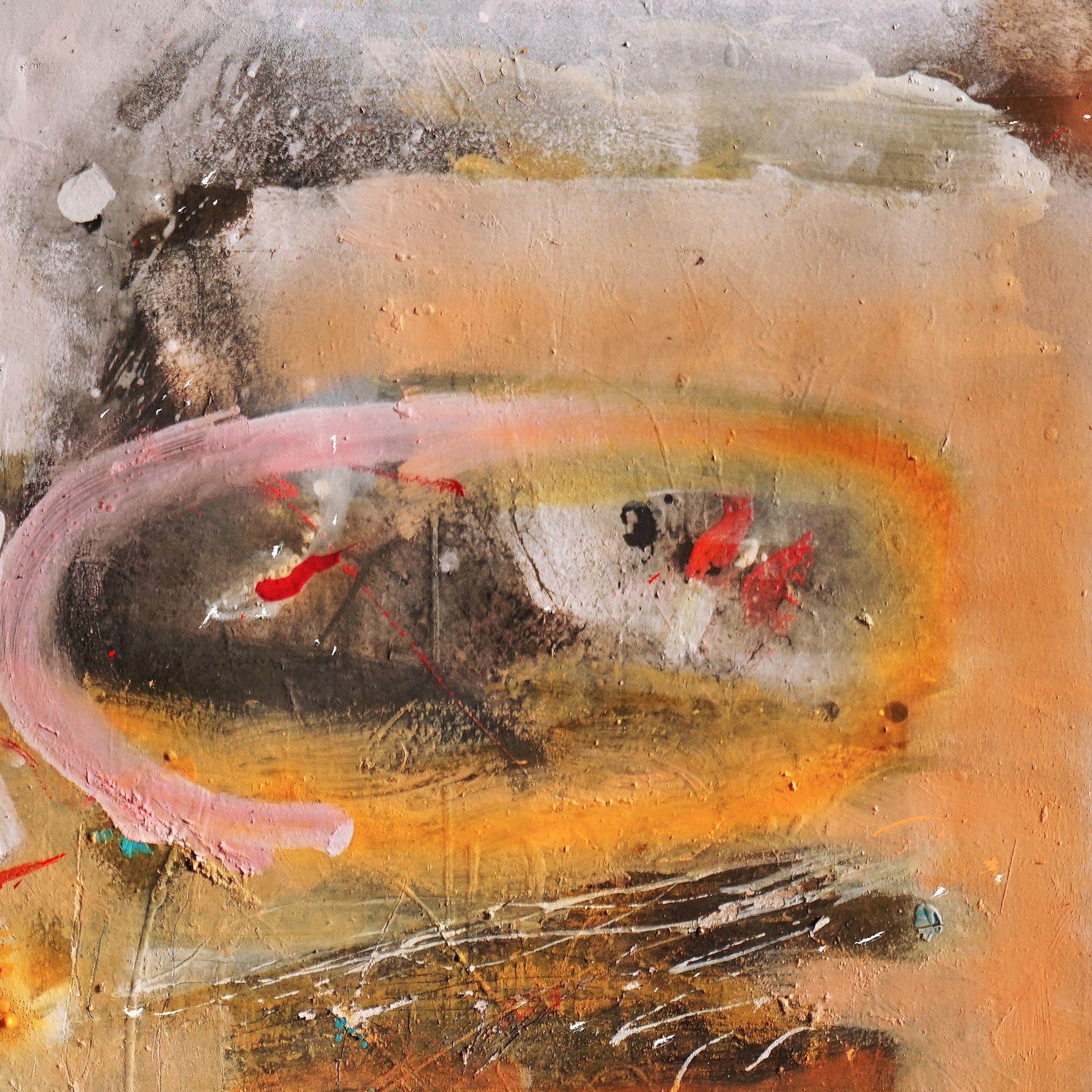 Originale dipinto a tecnica mista realizzato con materiali pregiati, tra cui pittura ad olio, pittura acrilica, gesso, pennarelli, resine, fibre naturali, vernice spray su tela pregiata. Presenta colori ricchi e texture spesse e tattili. È firmato