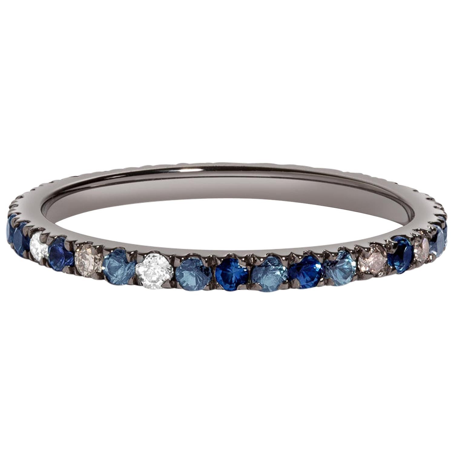 Adriatic Blue Ring, Mixed Color Eternity Band by Selin Kent For Sale