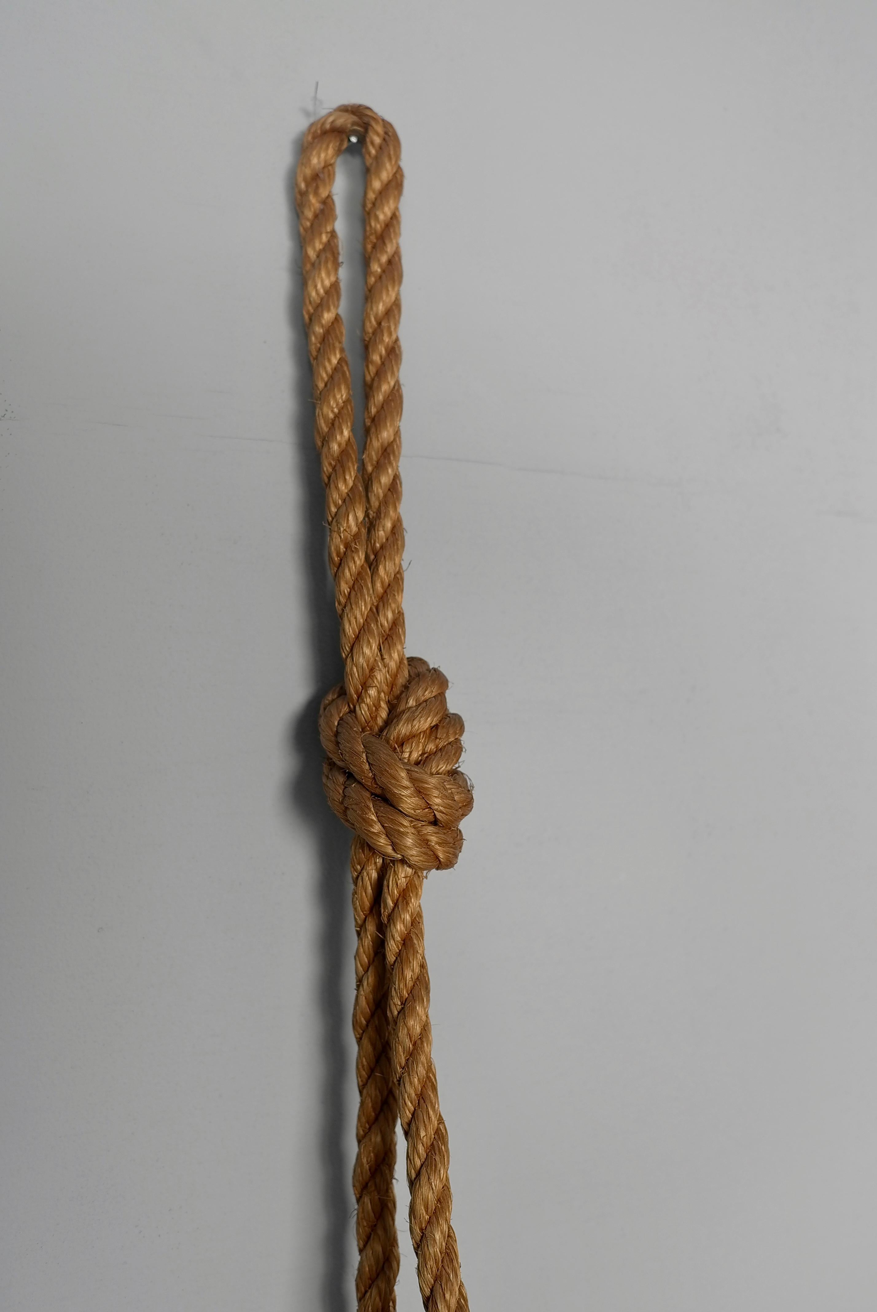 Adrien Adoux and Frida Minet Rope and Teak Wall hanging Bookcase, France 1950's 5