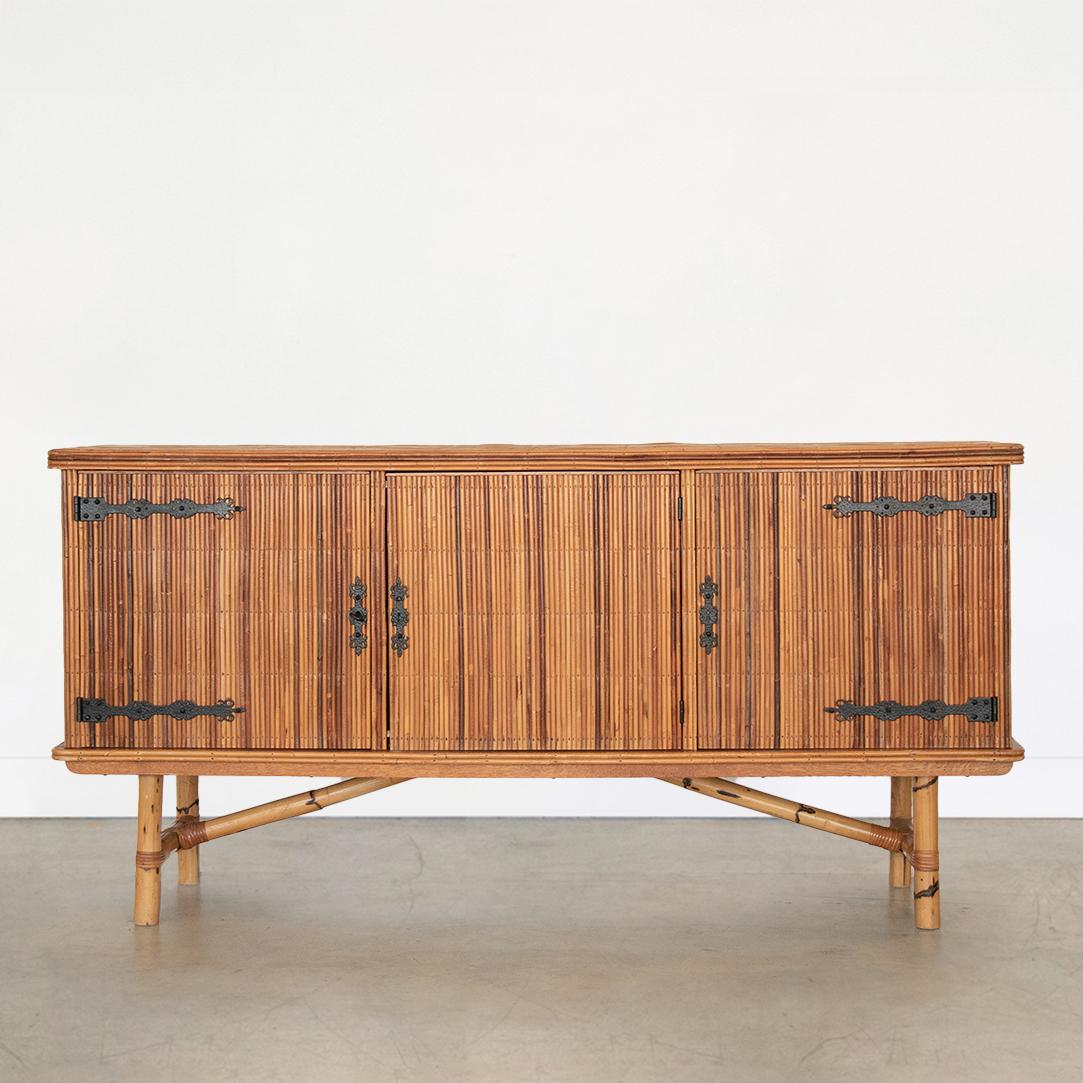 European Adrien Audoux and Frida Minet Bamboo Sideboard For Sale