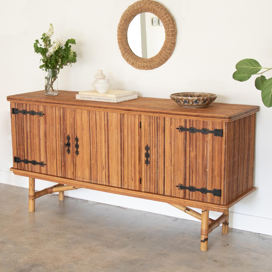 20th Century Adrien Audoux and Frida Minet Bamboo Sideboard For Sale