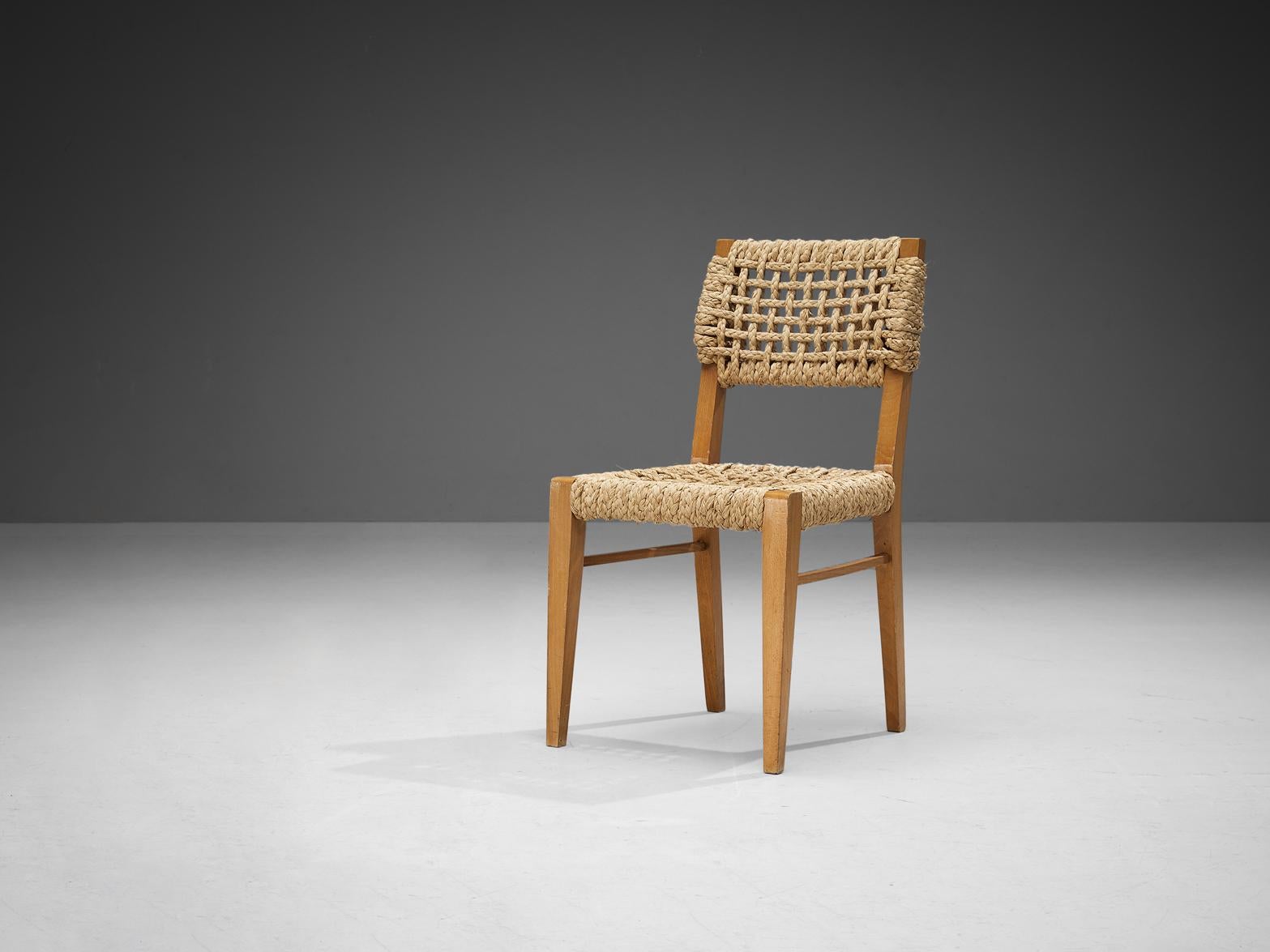 French Adrien Audoux and Frida Minet Chair with Rope Seating 