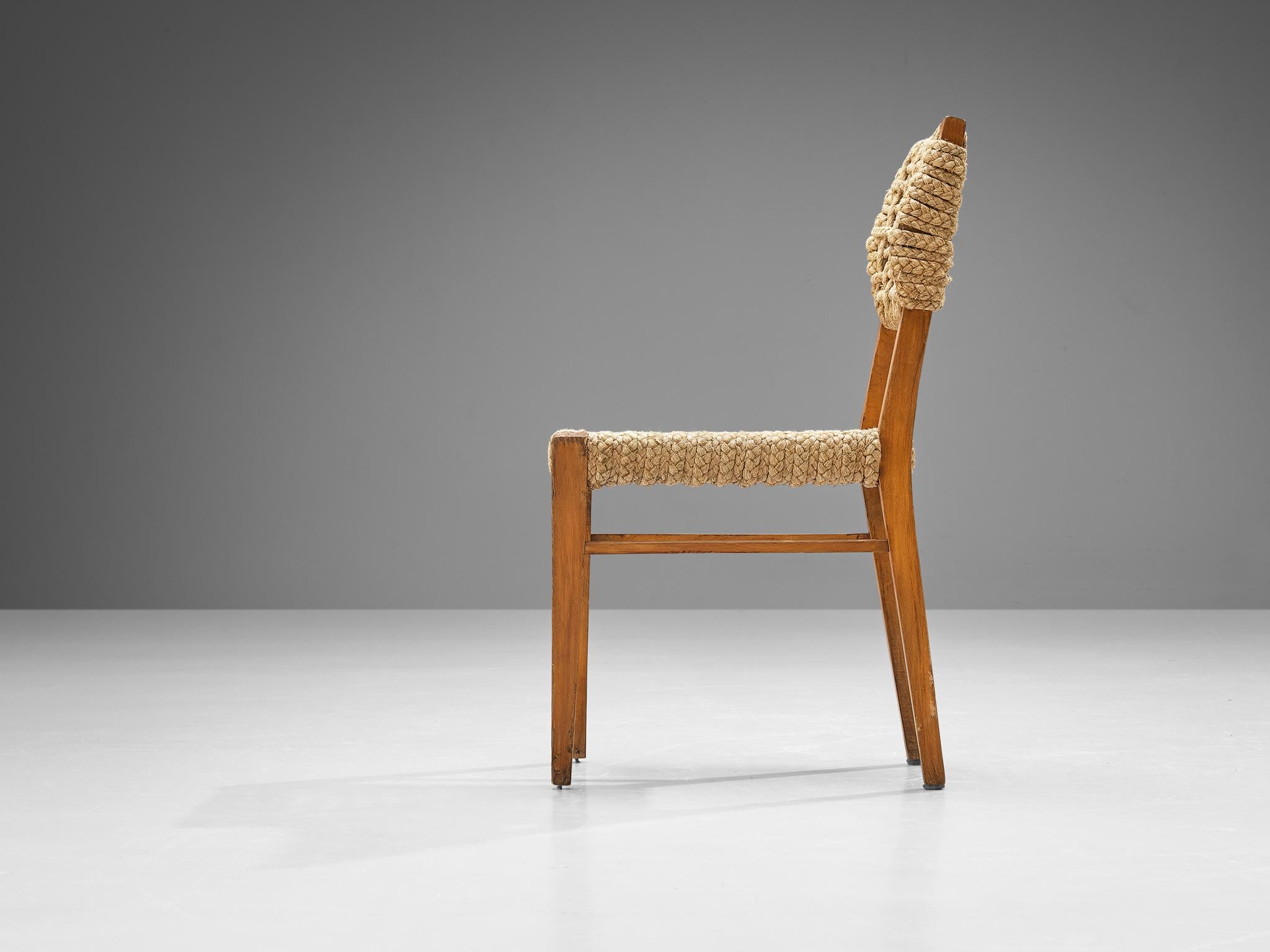 French Adrien Audoux and Frida Minet Chair with Rope Seating  For Sale