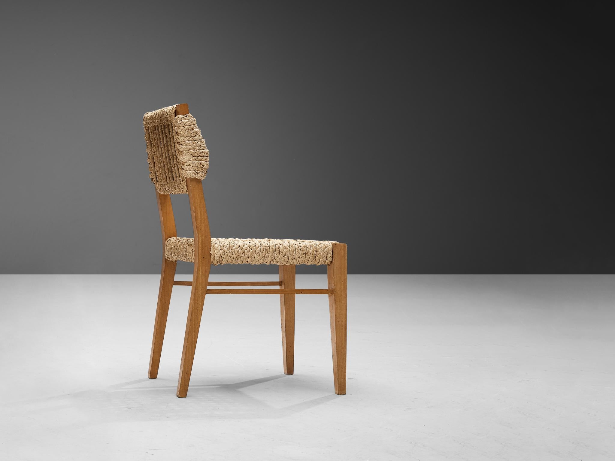 Mid-20th Century Adrien Audoux and Frida Minet Chair with Rope Seating 