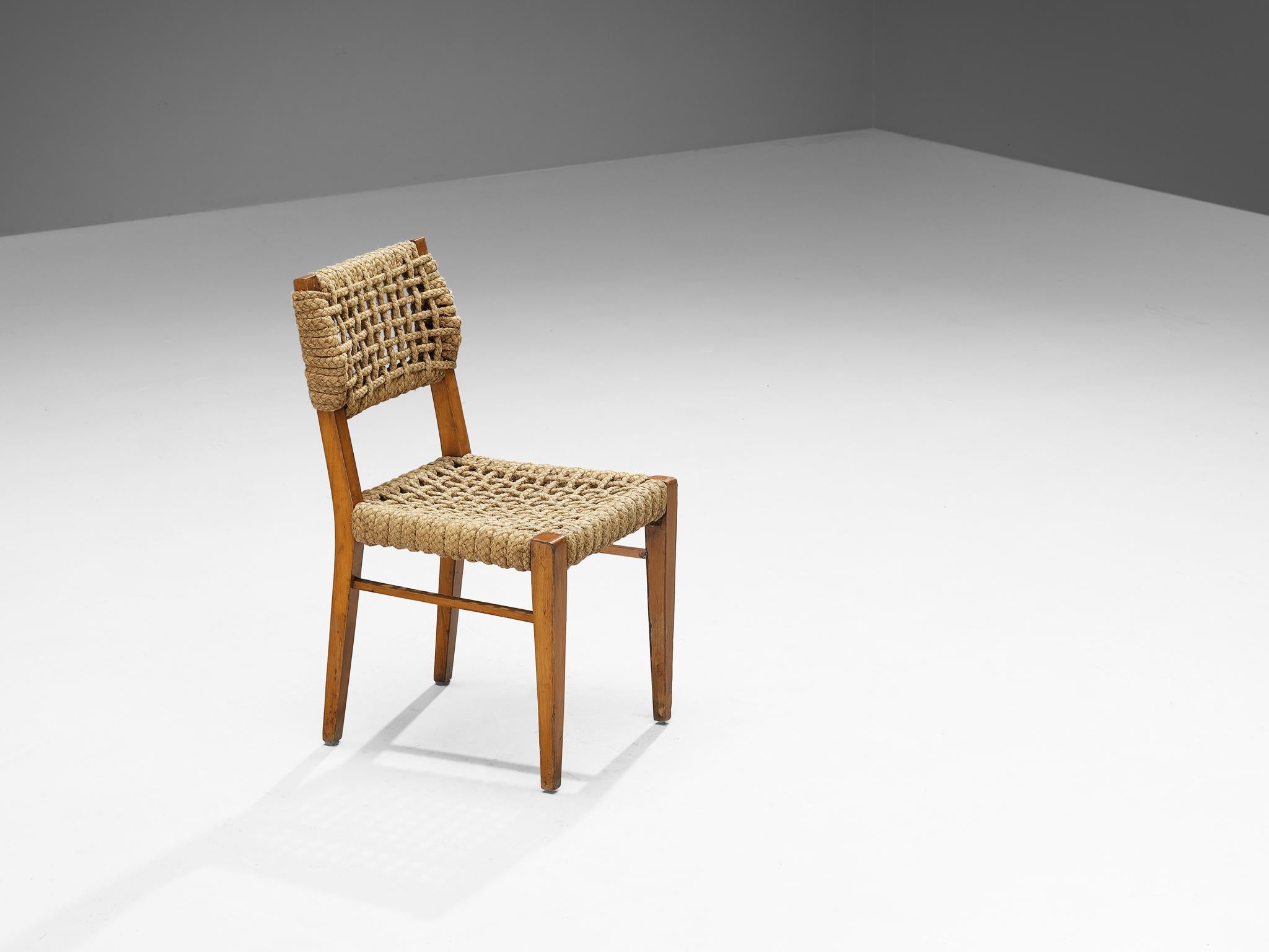 Mid-20th Century Adrien Audoux and Frida Minet Chair with Rope Seating  For Sale