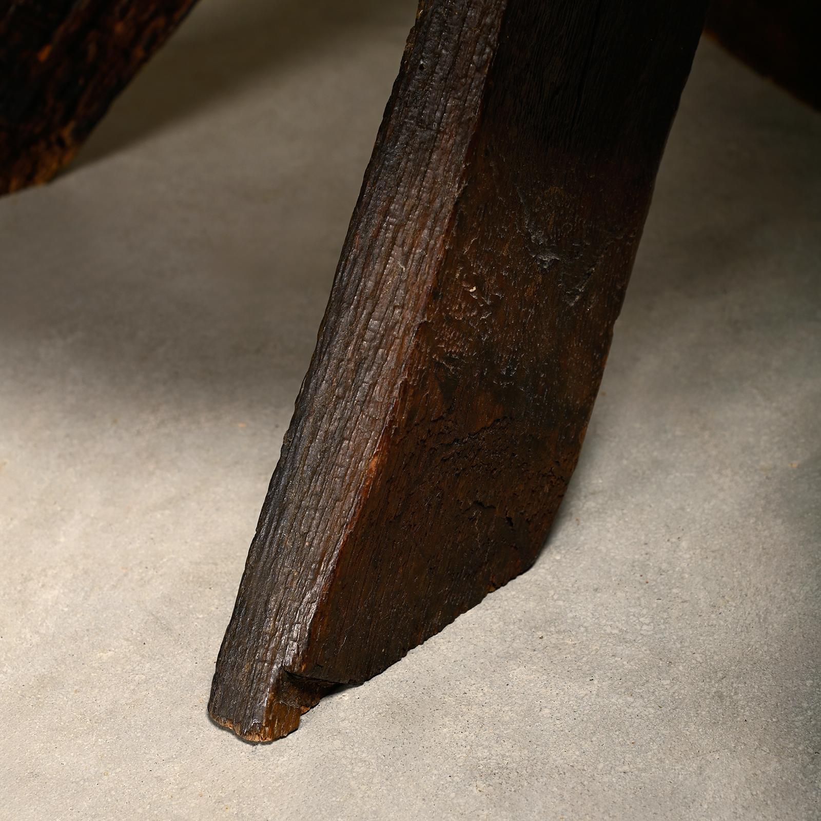 Adrien Audoux and Frida Minnet Fireplace Stool in Oak and Straw, France 1950s 6