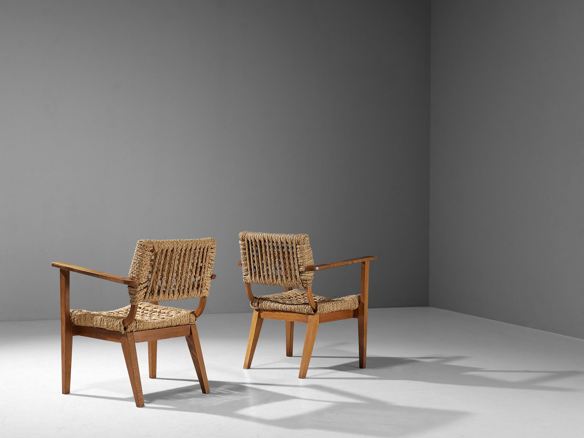 Mid-20th Century Adrien Audoux and Frida Minet for Vibo Pair of Armchairs