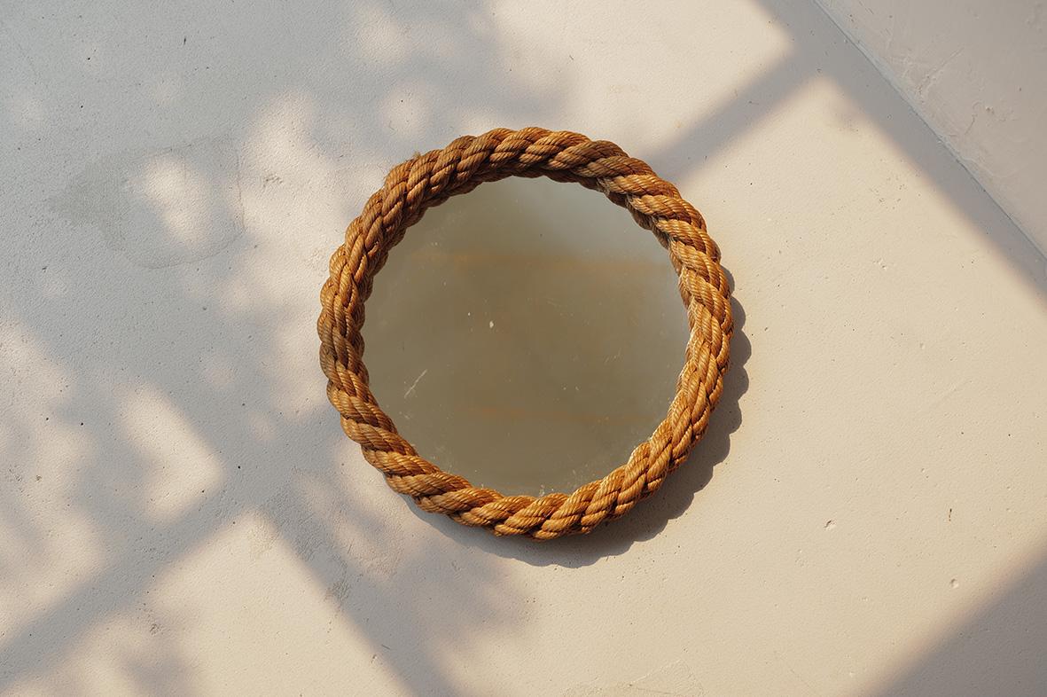 Espejo circular icónico de cuerda de cáñamo y abacá Adrien Audoux and Frida Minet en Bueno estado para la venta en BRIGHTON, AU