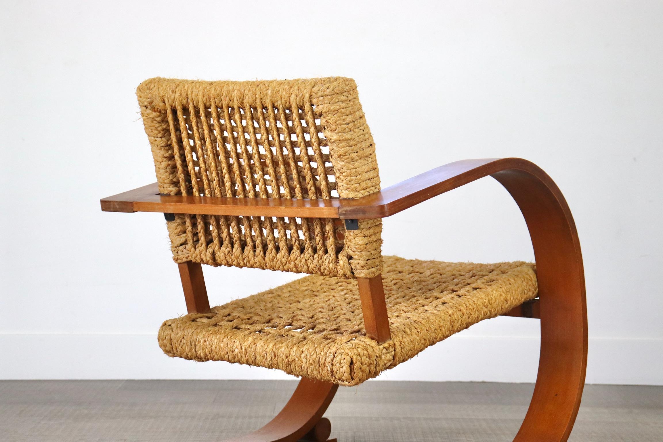 Corde Adrien Audoux et Frida Minet fauteuil de salon pour Vibo Vesoul, France, années 1940