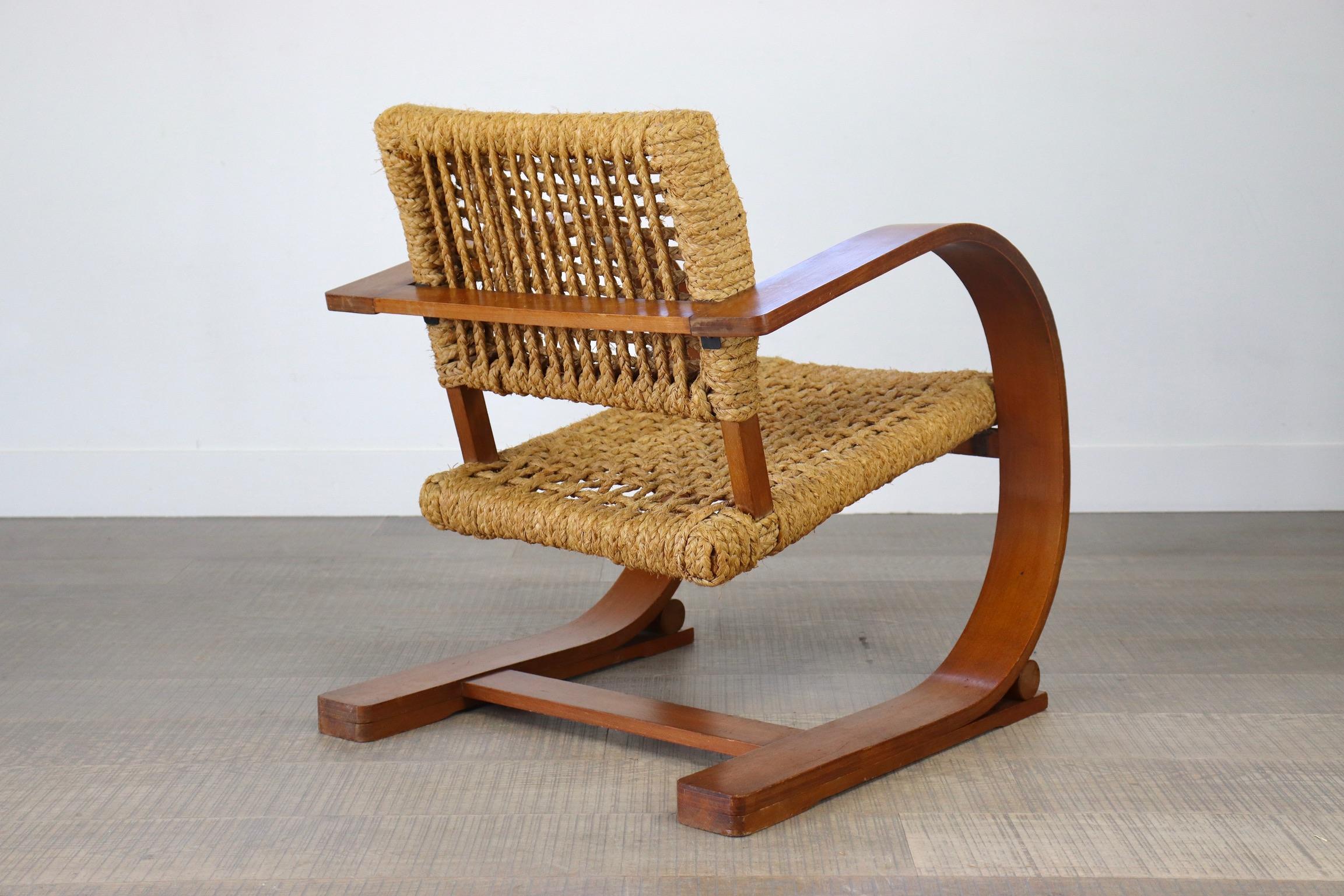 Adrien Audoux and Frida Minet Lounge chair for Vibo Vesoul, France 1940s 1