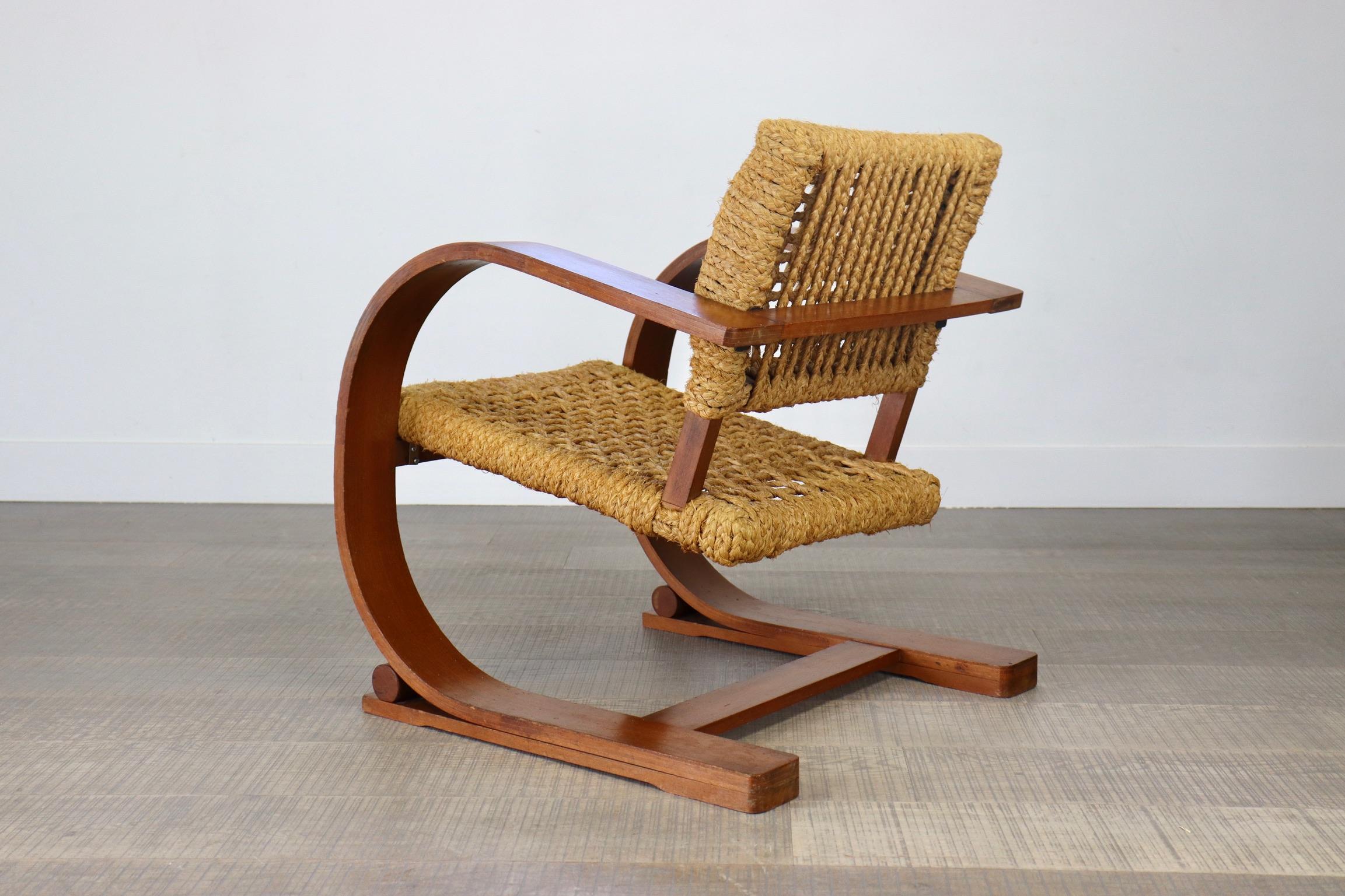 Adrien Audoux and Frida Minet Lounge chair for Vibo Vesoul, France 1940s 2