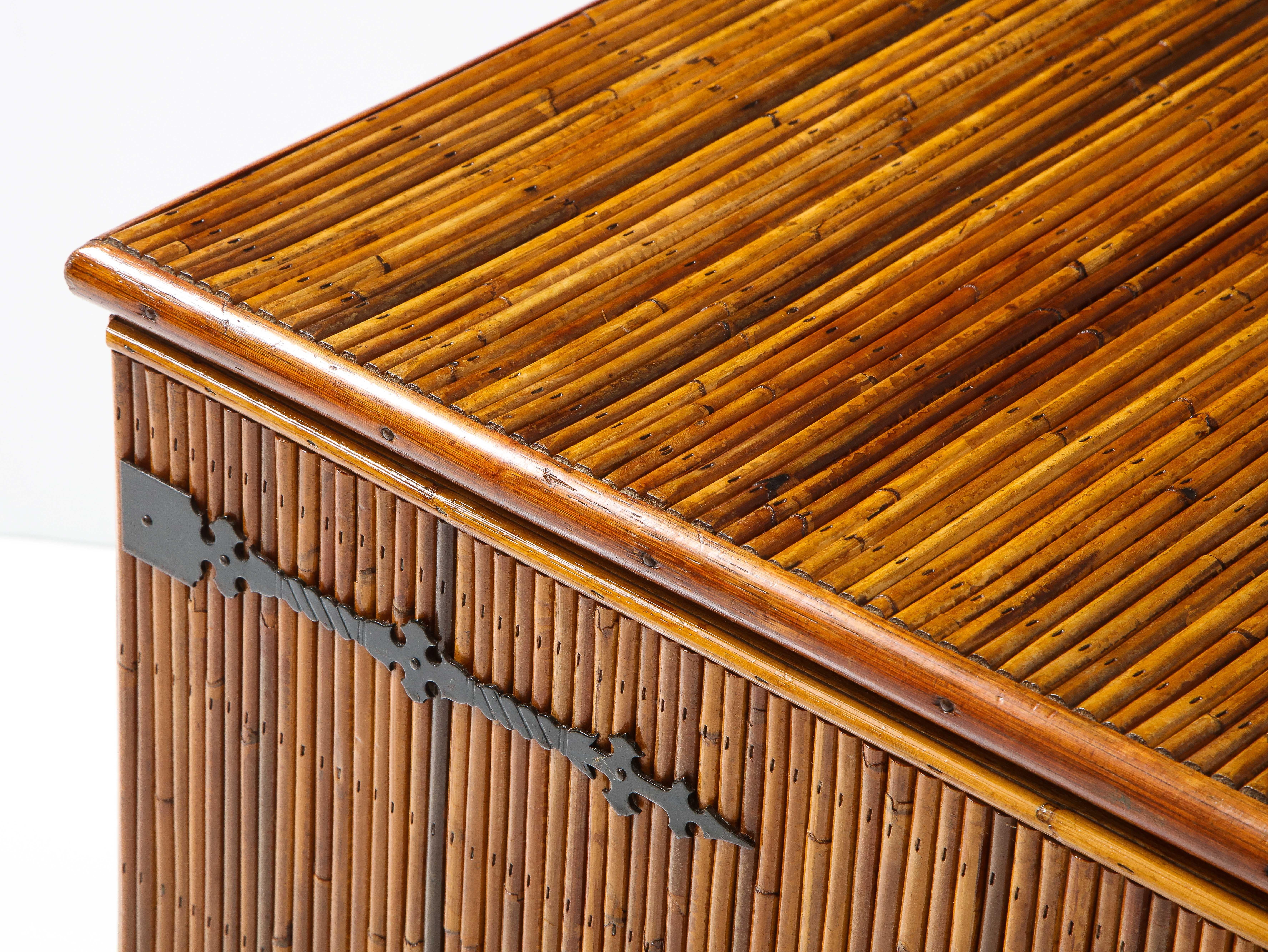 Adrien Audoux and Frida Minet Rare Bamboo Cabinet, France, 1950s 3