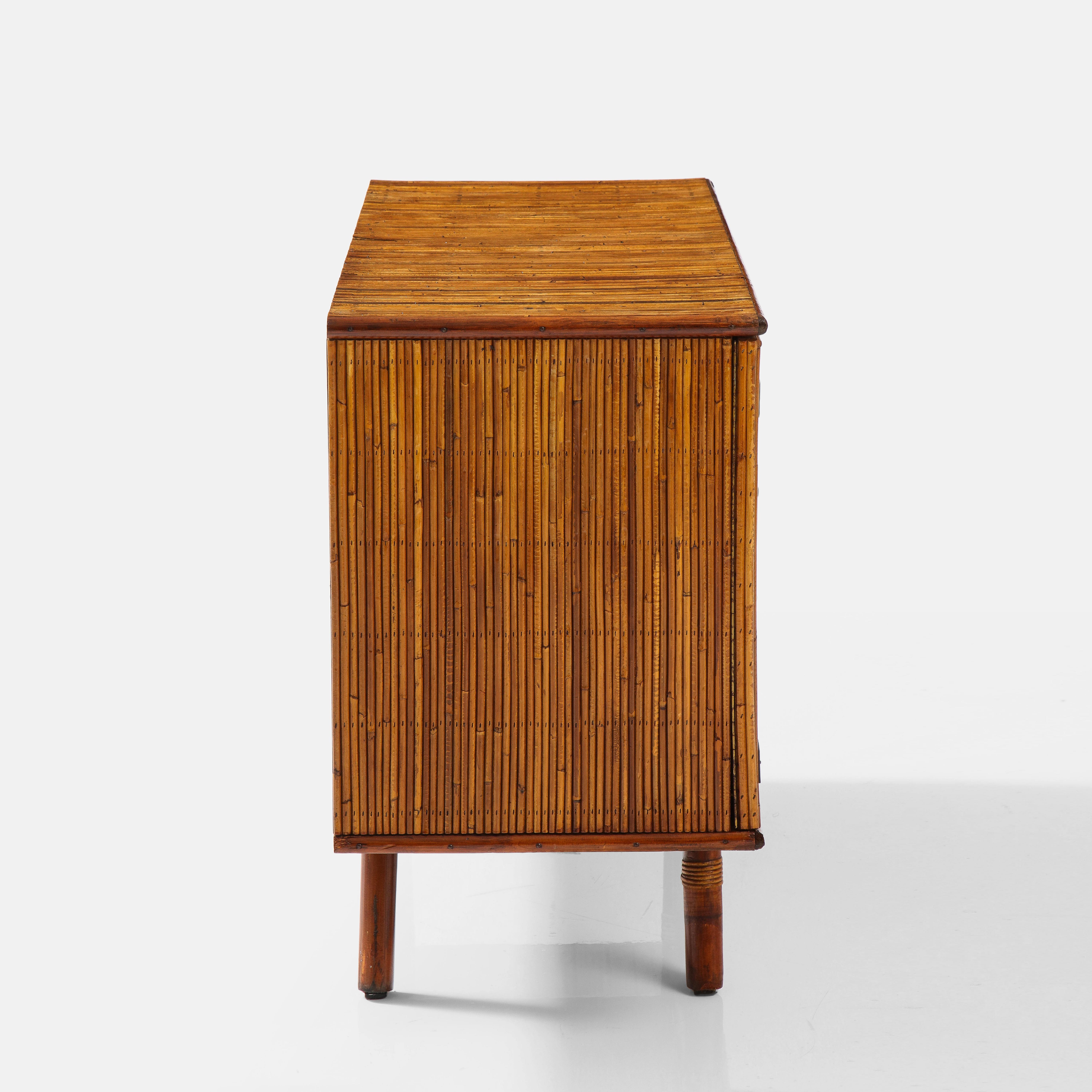 Adrien Audoux and Frida Minet Rare Bamboo Cabinet, France, 1950s In Good Condition In New York, NY