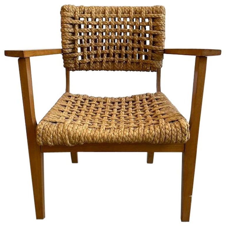 Adrien Audoux and Frida Minet rope lounge chair, 1950s