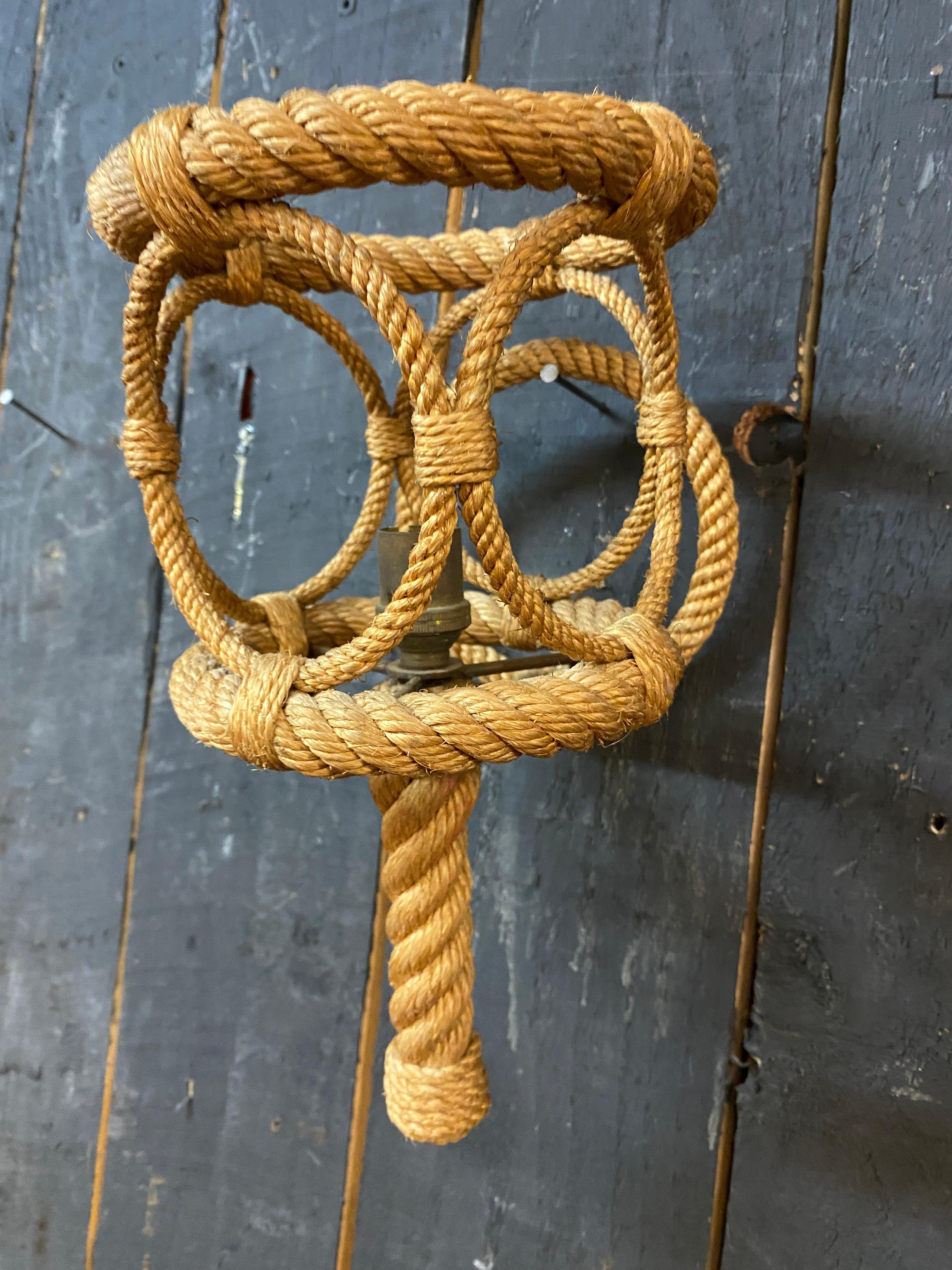 Rope Adrien Audoux and Frida Minet. rope wall light , circa 1950  For Sale