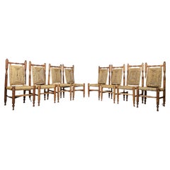 Vintage Adrien Audoux and Frida Minet, Set of 8 Mid Century Dining Chairs, circa 1950s