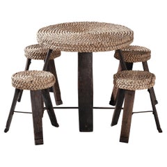 Retro Adrien Audoux and Frida Minet Set of Table and Stools