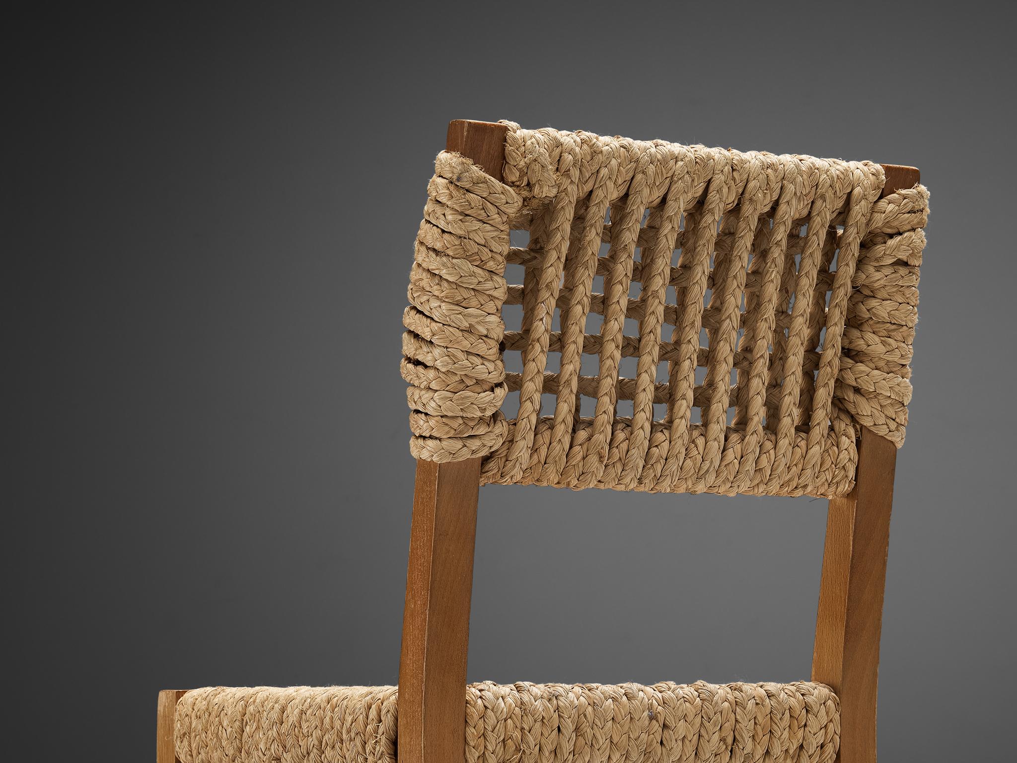 Adrien Audoux and Frida Minet Set of Ten Dining Chairs with Rope Seating 4