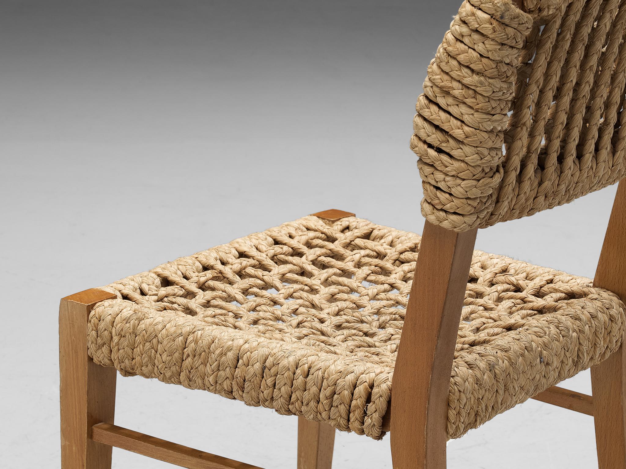 Adrien Audoux and Frida Minet Set of Ten Dining Chairs with Rope Seating 6