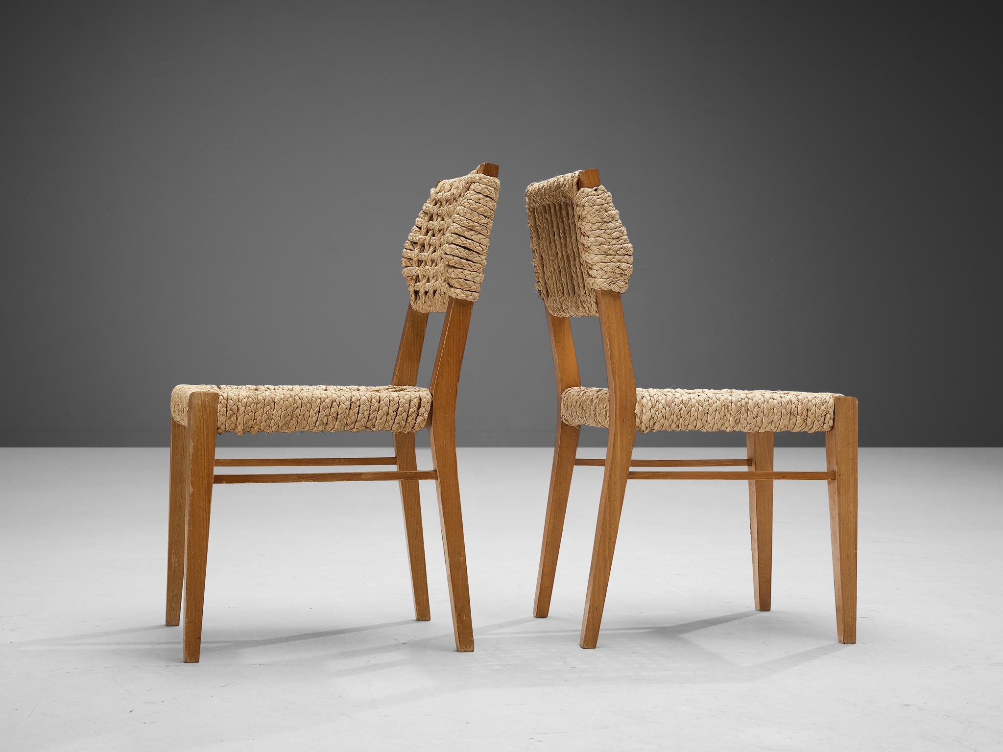 Adrien Audoux and Frida Minet Set of Ten Dining Chairs with Rope Seating 3