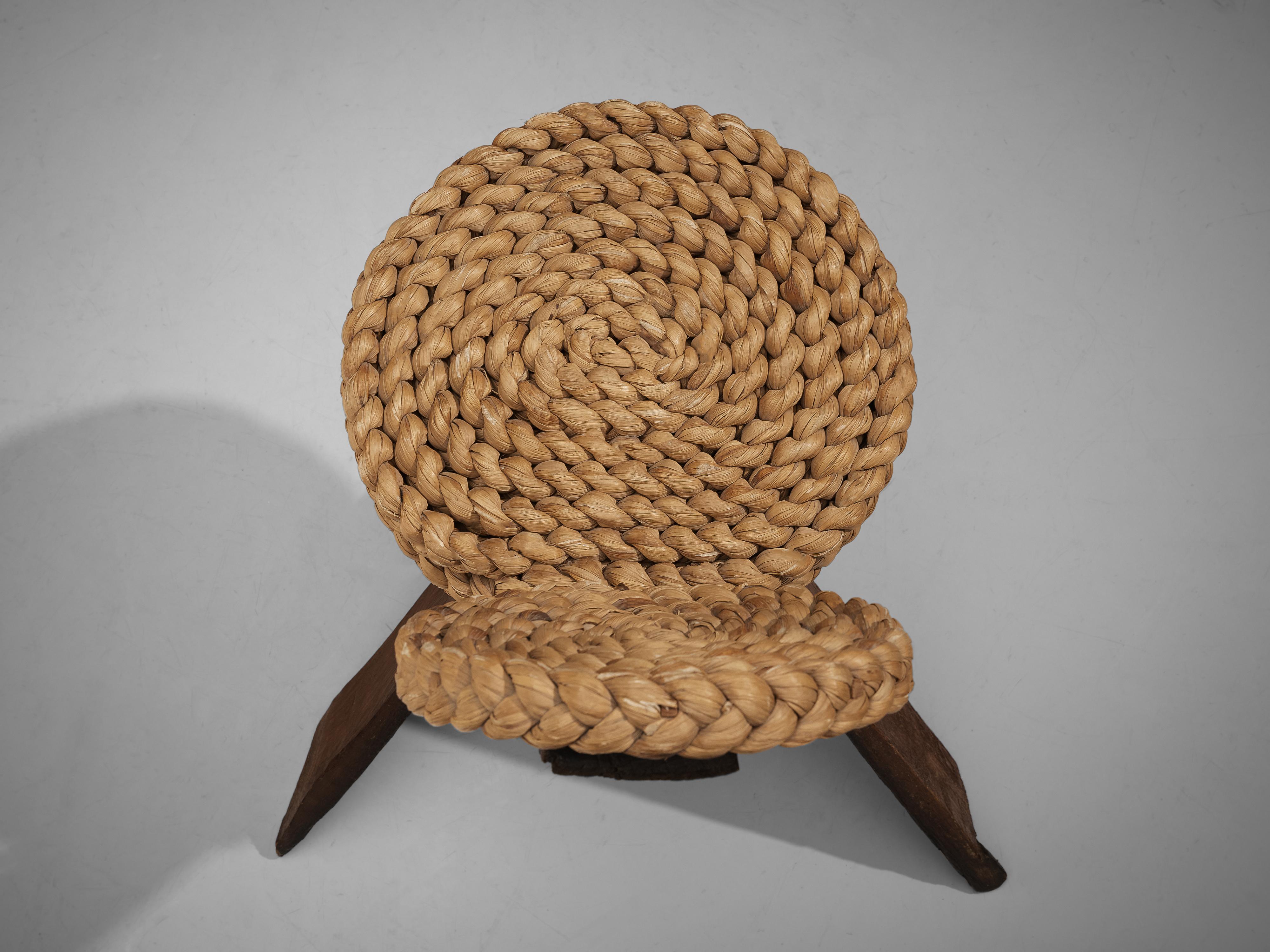 Adrien Audoux and Frida Minet Side Chair in Oak and Braided Straw 1