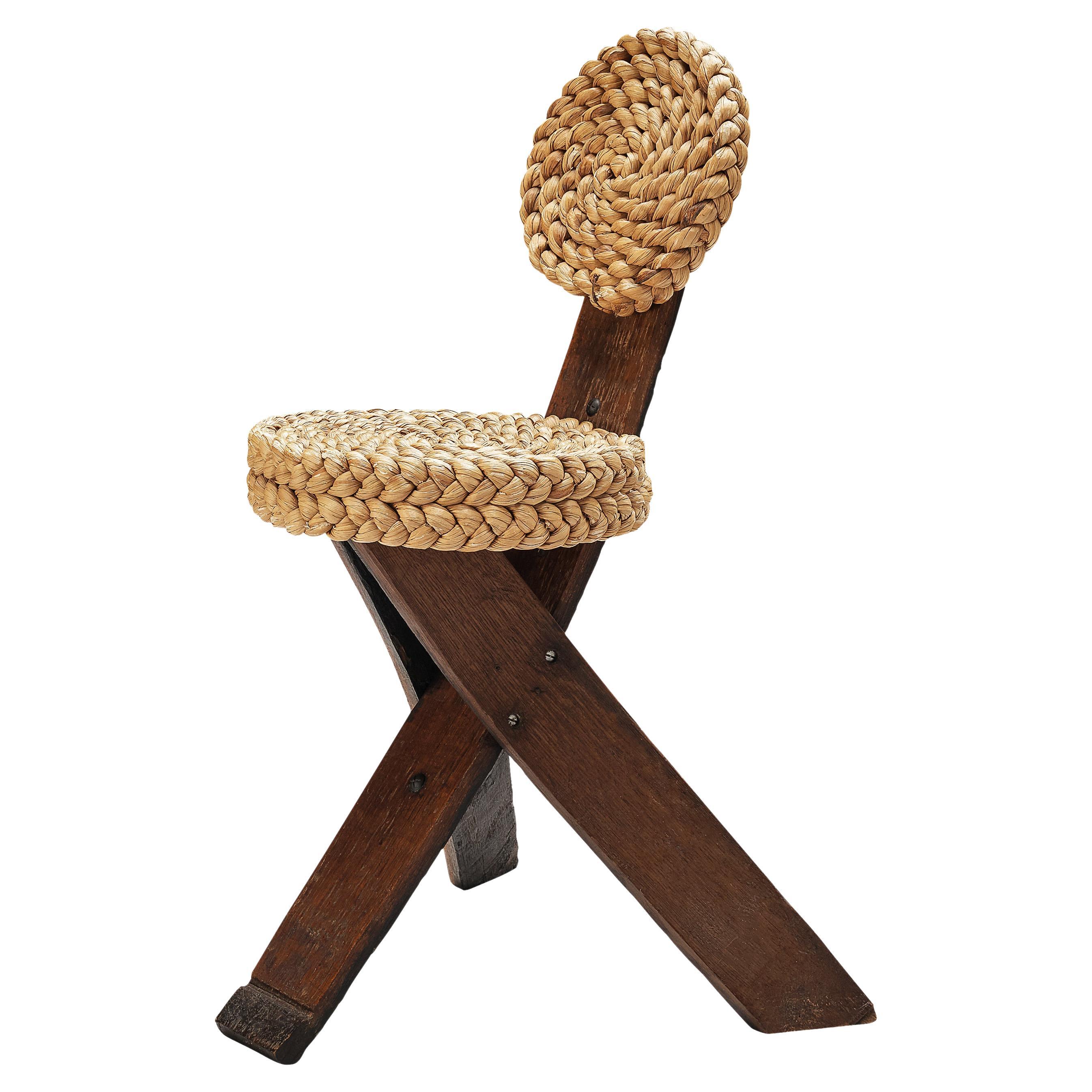 Adrien Audoux and Frida Minet Side Chair in Oak and Braided Straw
