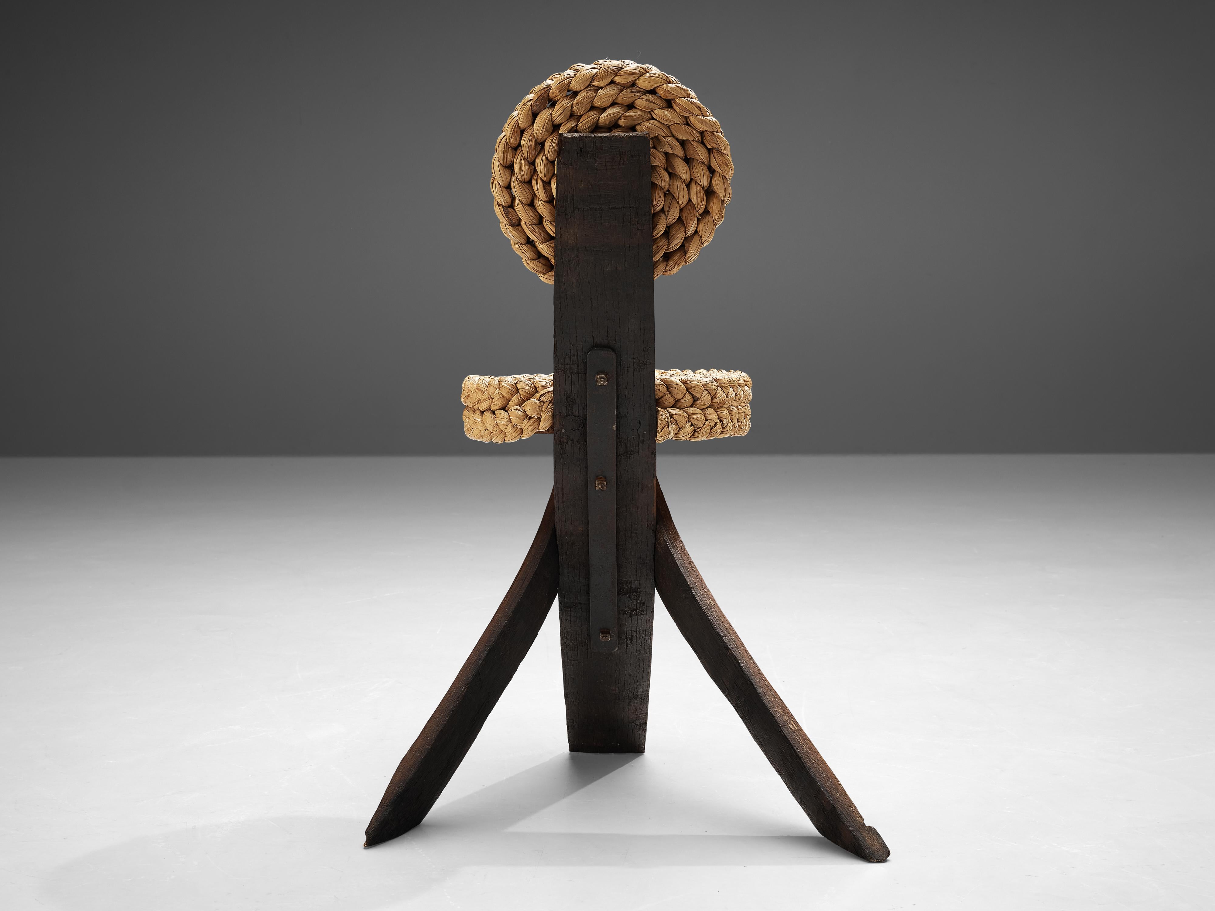 Adrien Audoux and Frida Minet Side Chair in Oak with Braided Straw 2